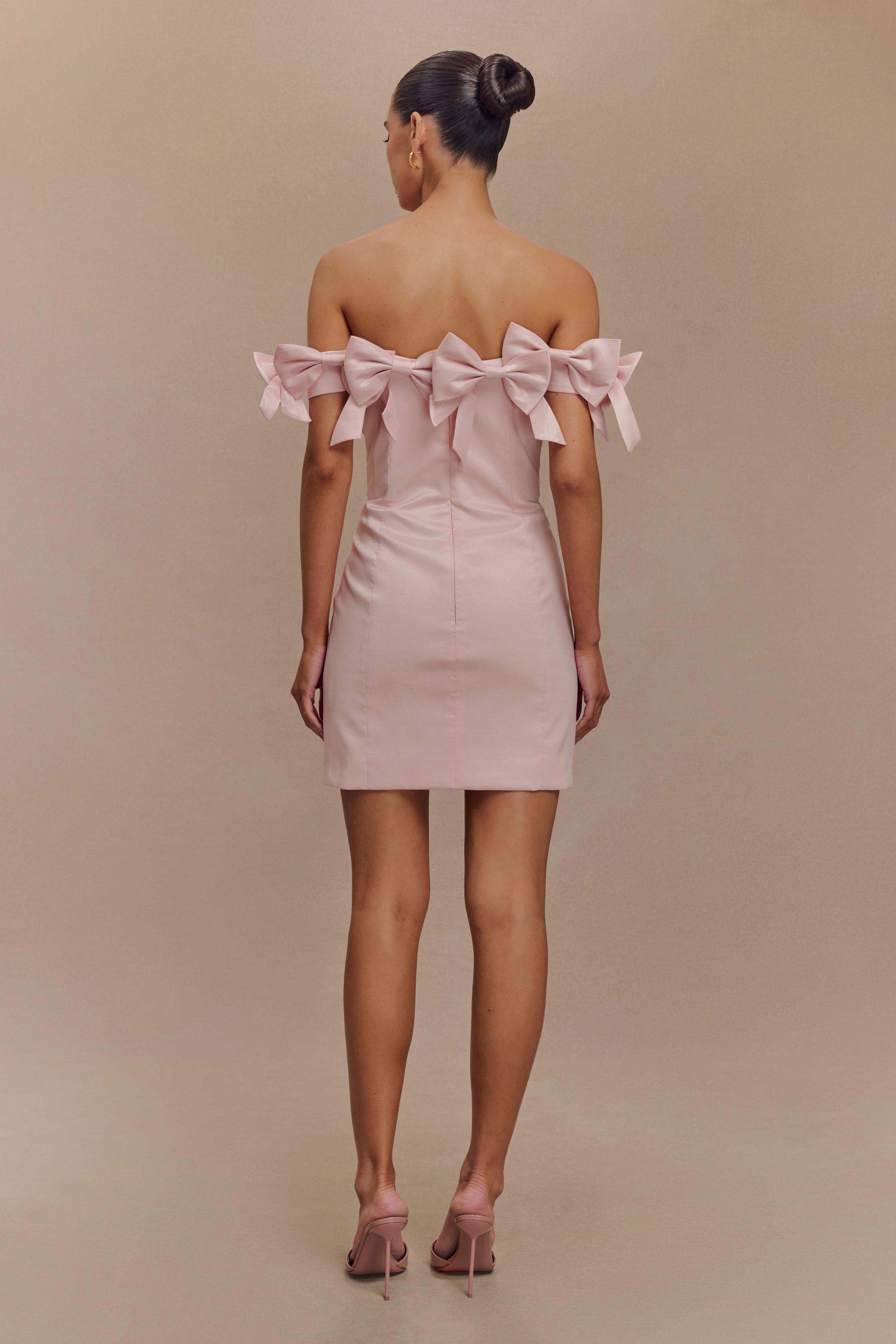 Rose Strapless Bow Mini Dress - Powder Pink、mySite、solidvoid