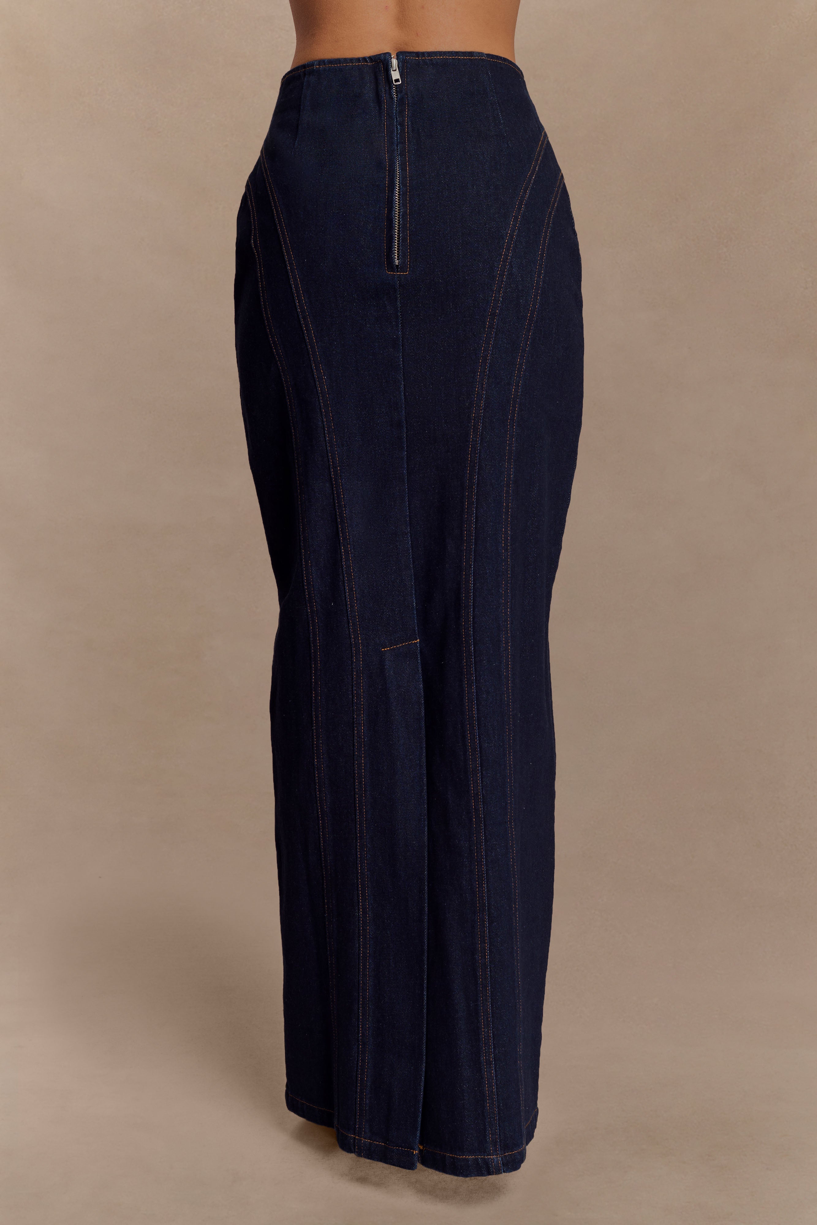 Alma Denim Maxi Skirt - Indigo Blue、mySite、solidvoid