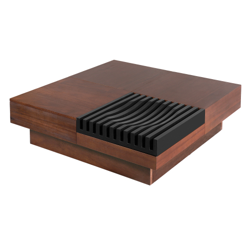 ITALIAN RETRO - INSPIRED ACACIA WOOD STORAGE COFFEE TABLE ,BROWN & BLACK COLOR、、eastwooduniform