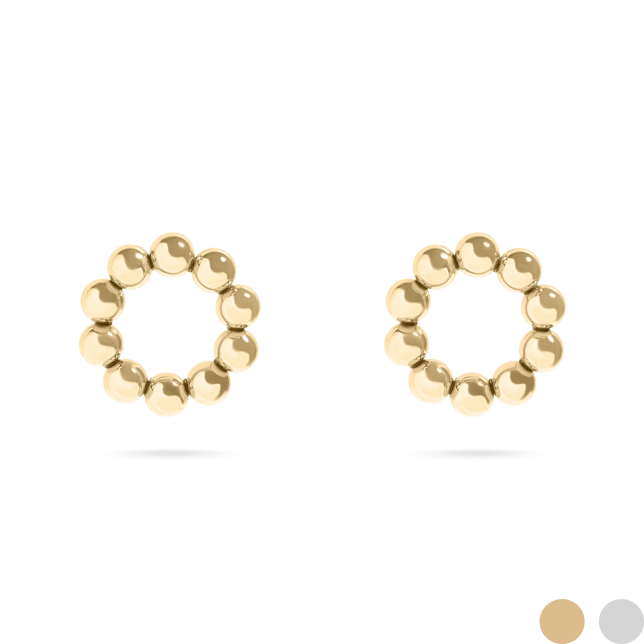 18K Gold PVD Stainless Steel Circle Ball Stud Earrings / ERJ0067、mySite、dreamappss