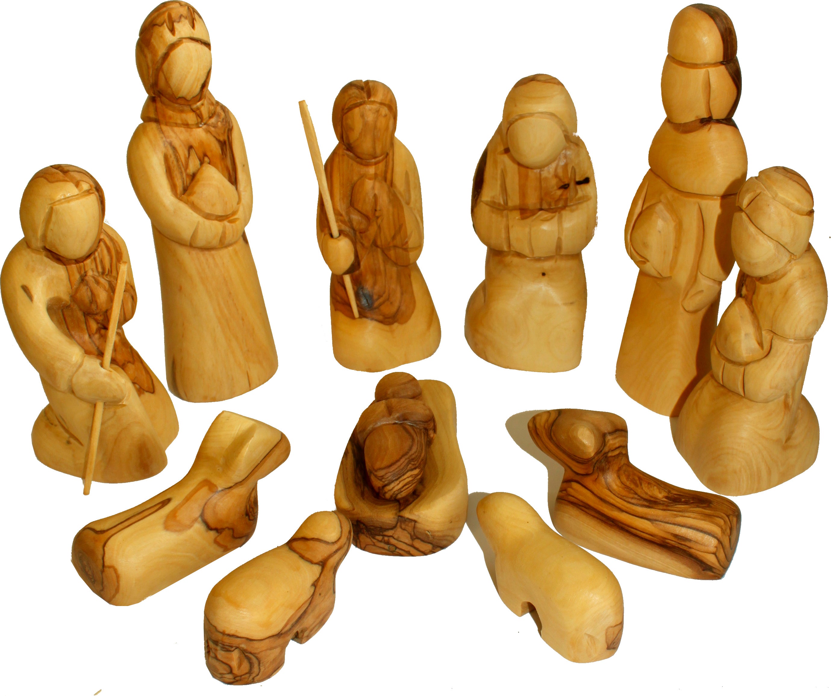 Holy Land Market Blind or Modern Faceless Intricate Design Olive Wood Nativity Set from Bethlehem、mySite、topwebapps