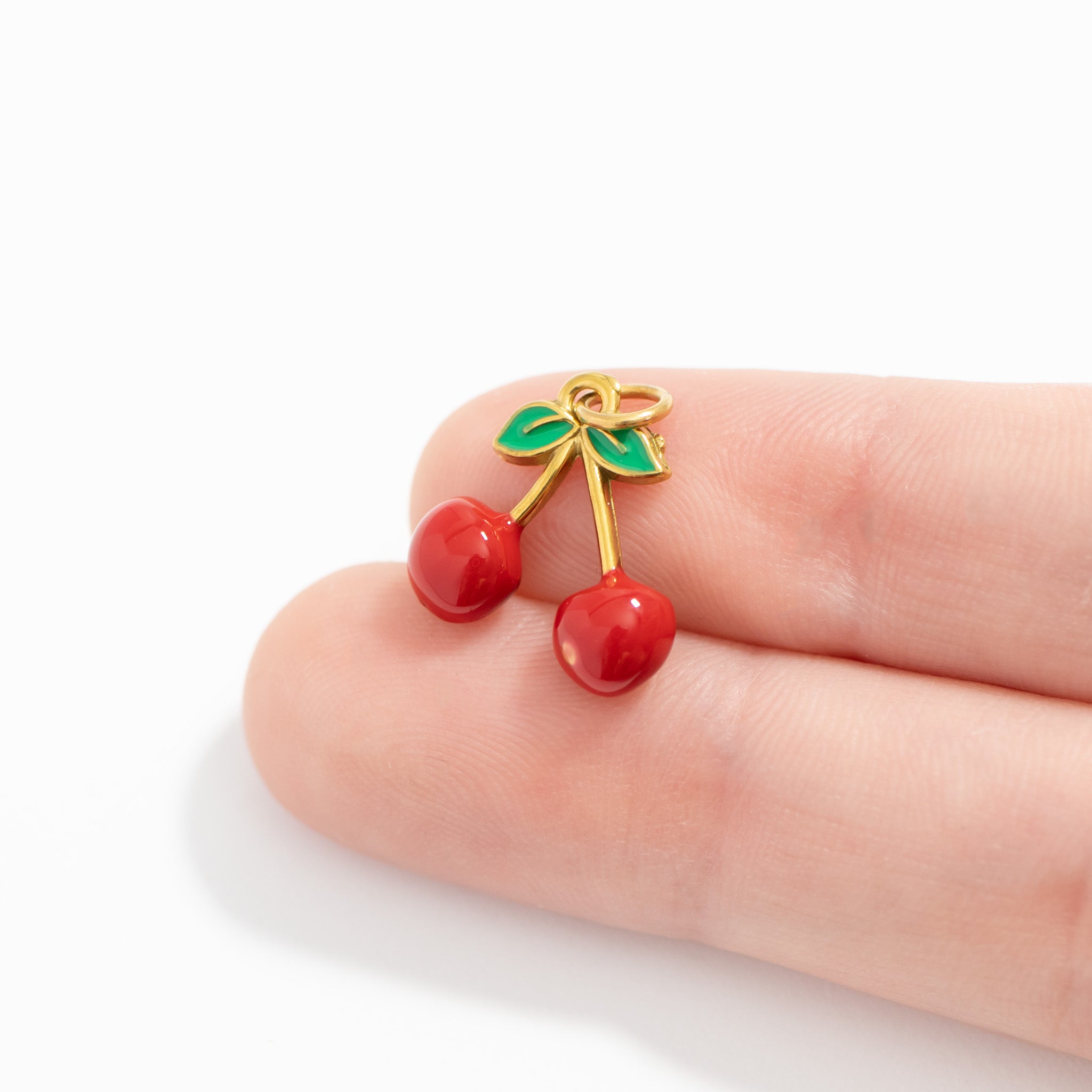 18K Gold PVD Stainless Steel Epoxy Cherry Charm / PDL0279、mySite、dreamappss