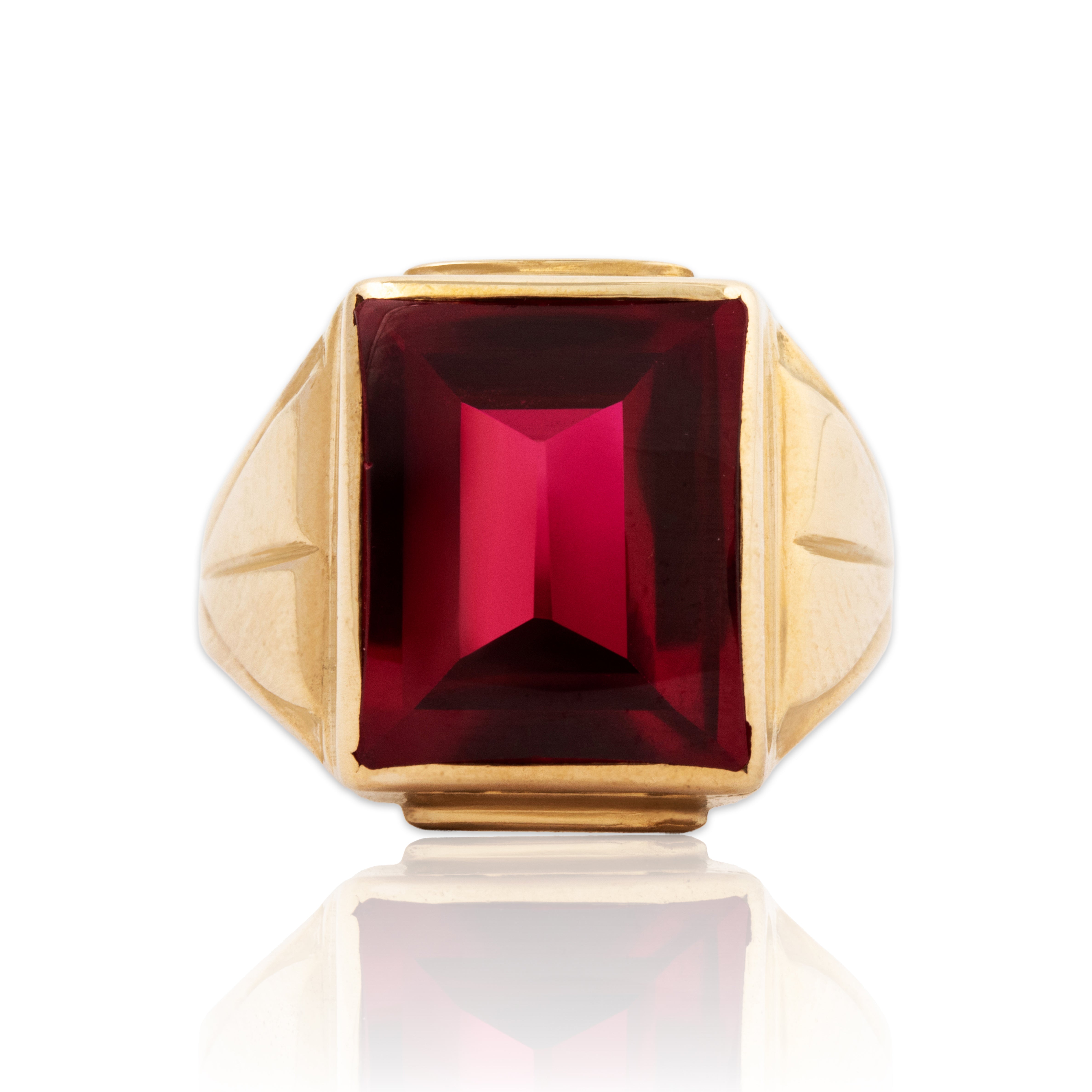 Vintage 10k Yellow Gold 6ct Synthetic Ruby Retro Ring 5.50、mySite、hinf8tx79
