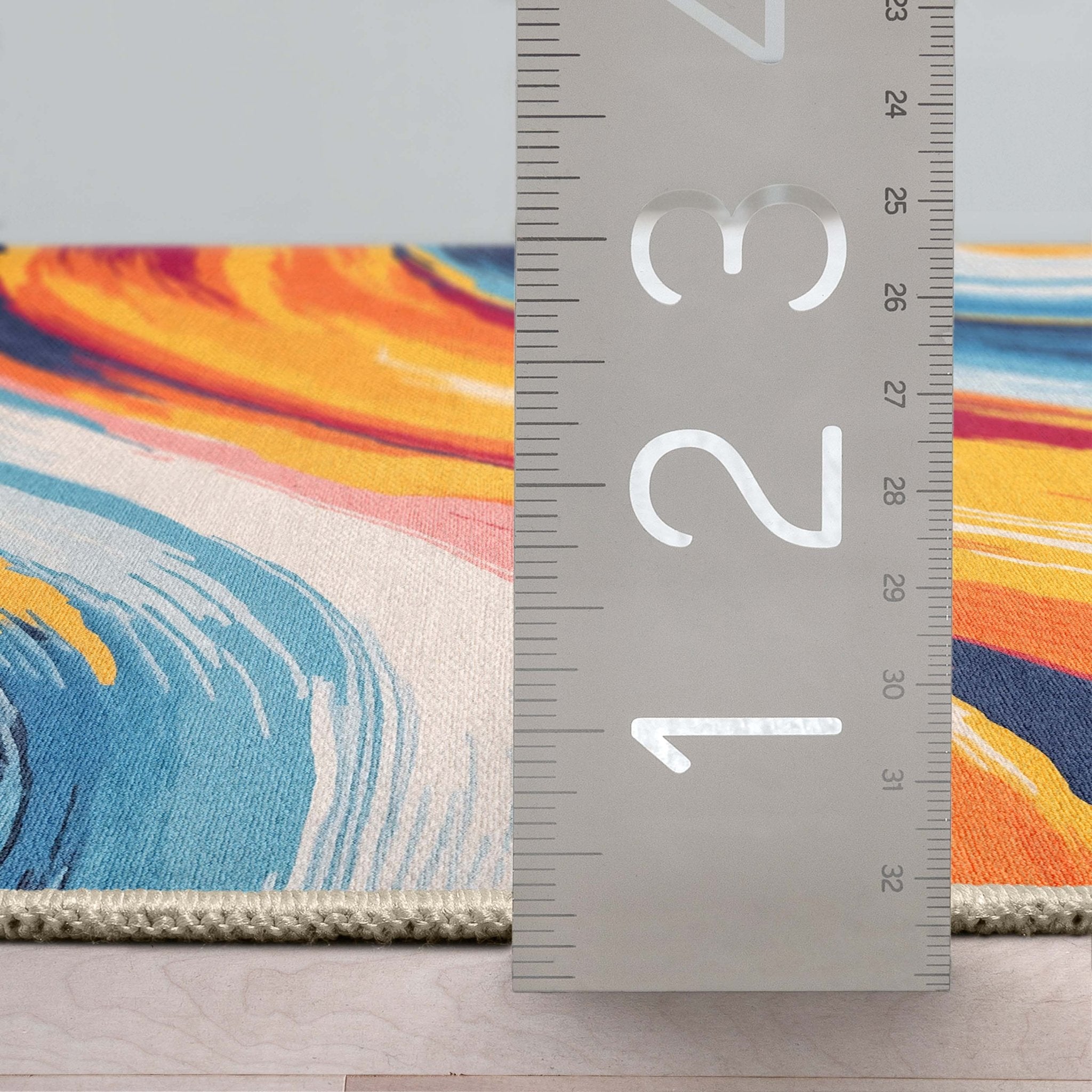 Apollo Strokes Colorful Waves Abstract Vibrant Stain-Resistant Rug - Easy to Clean、mySite、gigharbornorthrealestate