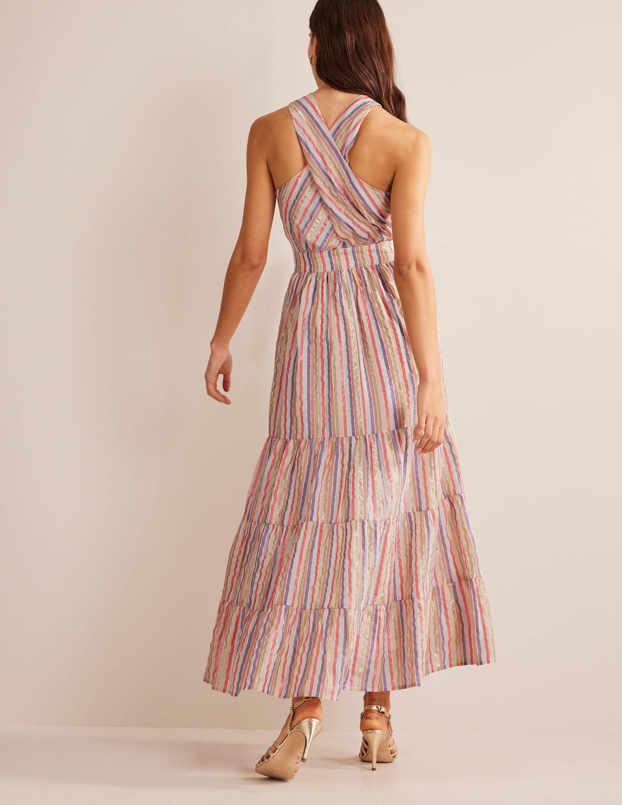  Metallic Stripe Maxi Dress-Metallic Multistripe、mySite、ashleygrahame