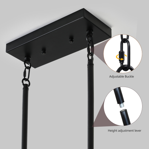 (Same as W1340P155968/L1011-RW) 32" Red Wood Industrial Farmhouse Rectangle Pendant Light, 5-Light Chandelier for Dining Room, Kitchen Island, Cafe Decor (No Bulbs)、、eastwooduniform