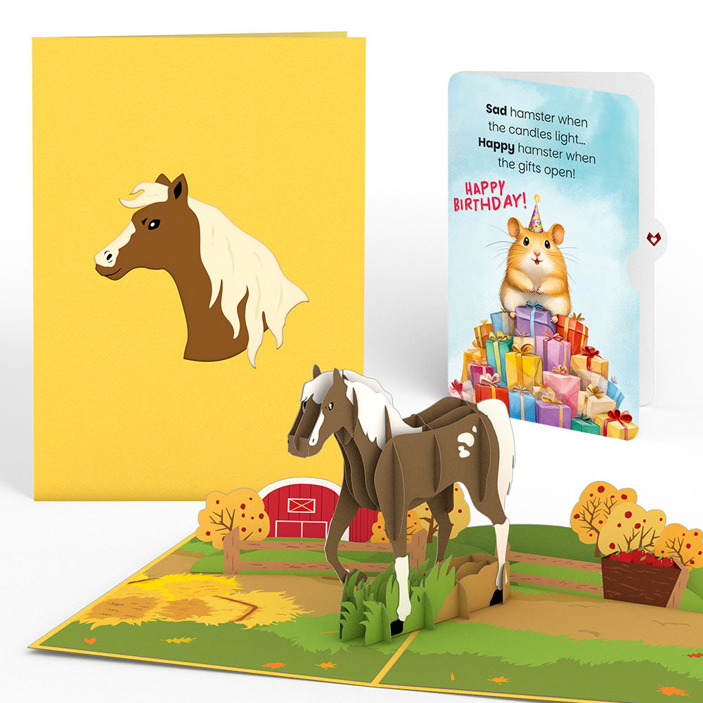 Horse Birthday Pop-Up Card and Happy Hamster Sentiment Set、mySite、solidvoid