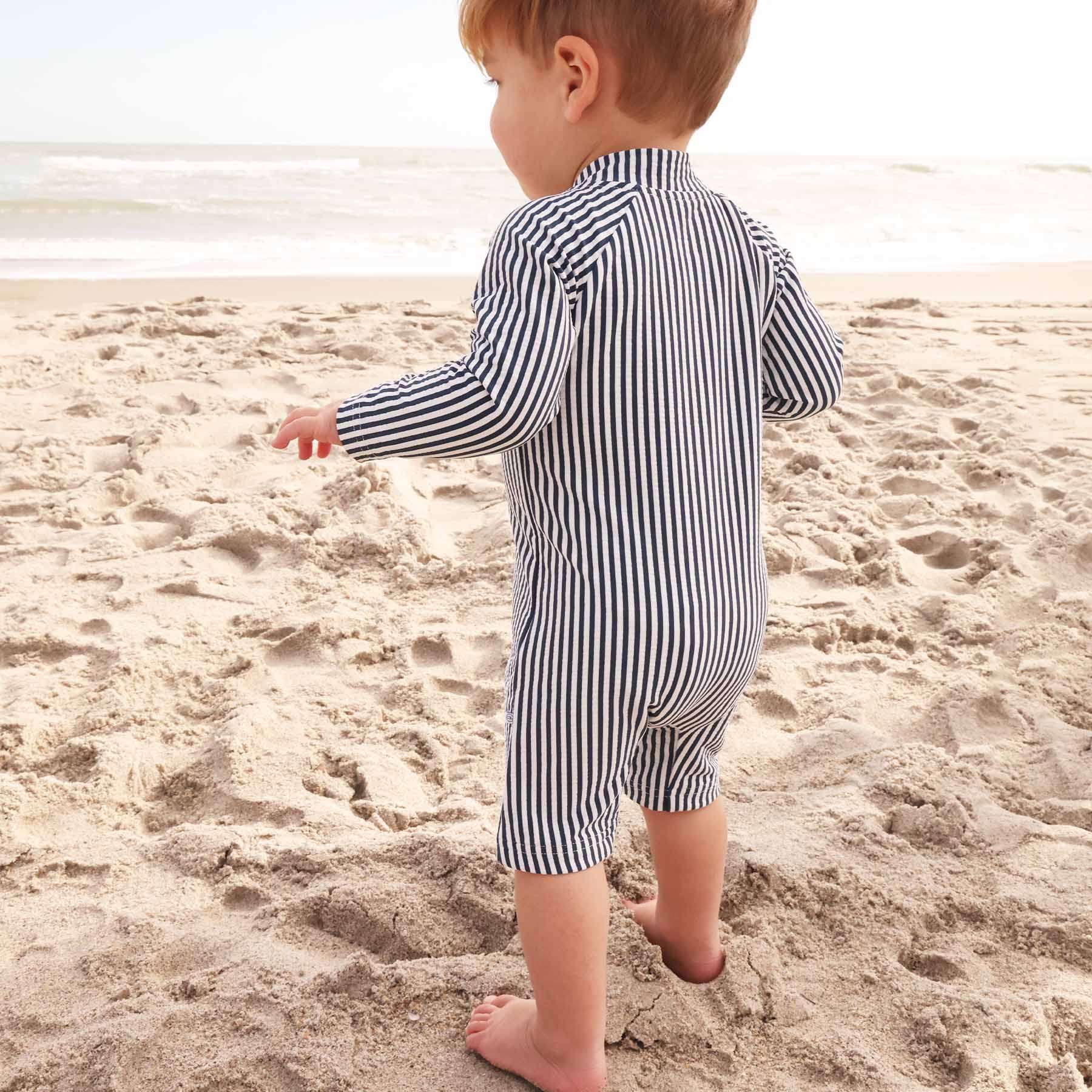  Long Sleeve Rash Guard Swim Romper Shortie | Seersucker Navy、mySite、layawaytickets
