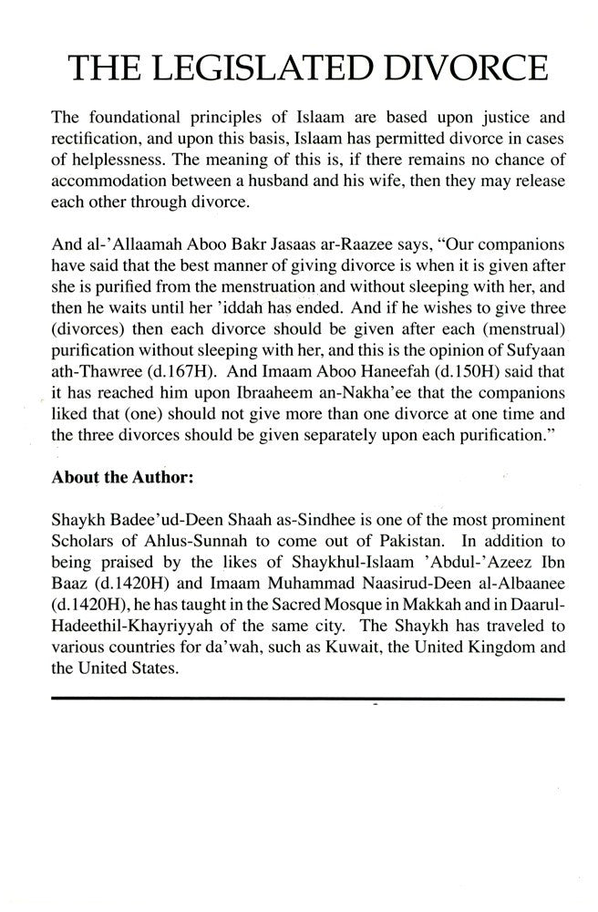 The Legislated Divorce By Shaykh Badee Ud-Deen as-Sindhee、mySite、topwebapps