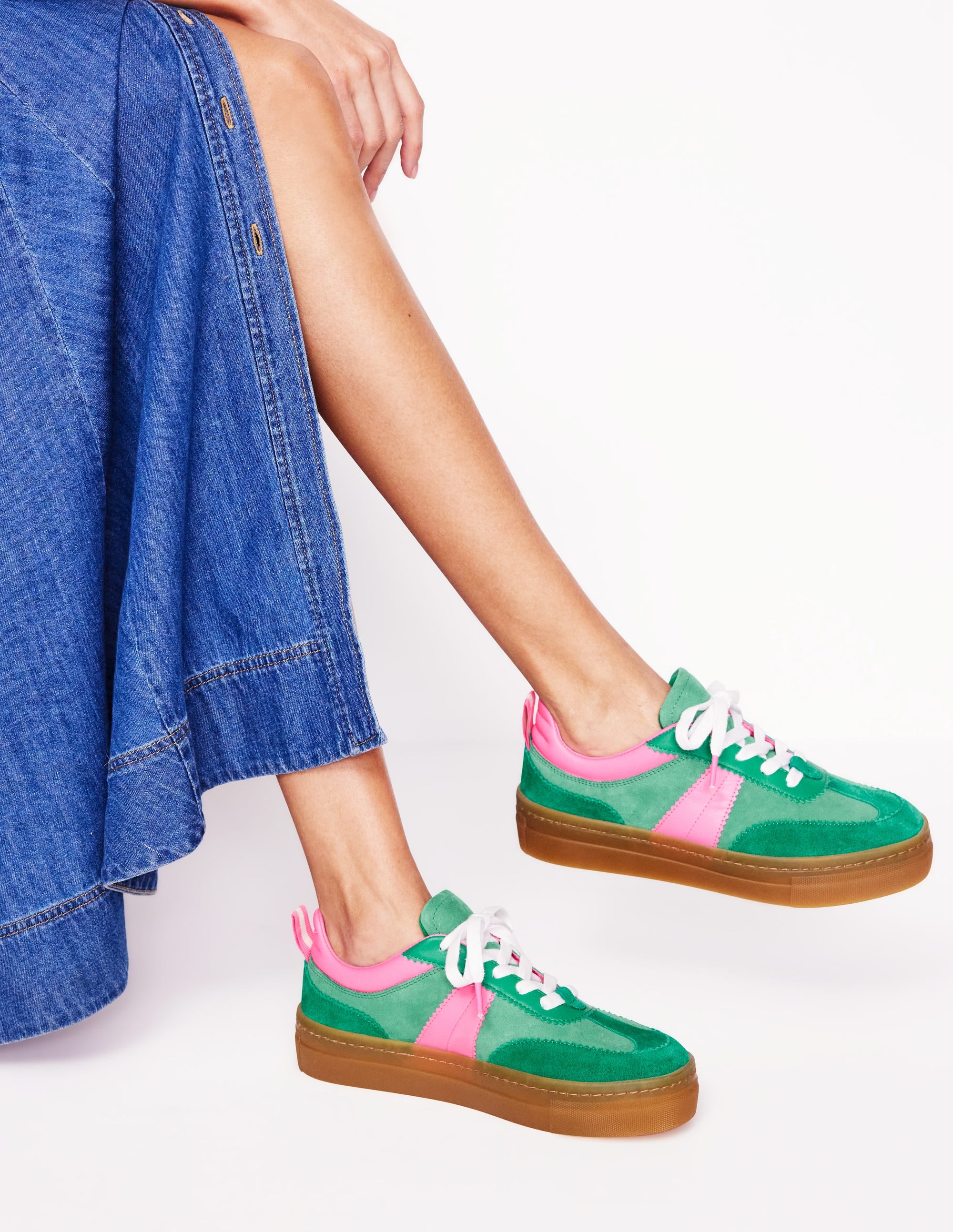  Erin Flatform Tennis Trainer-Rich Emerald/Festival Pink、mySite、ashleygrahame