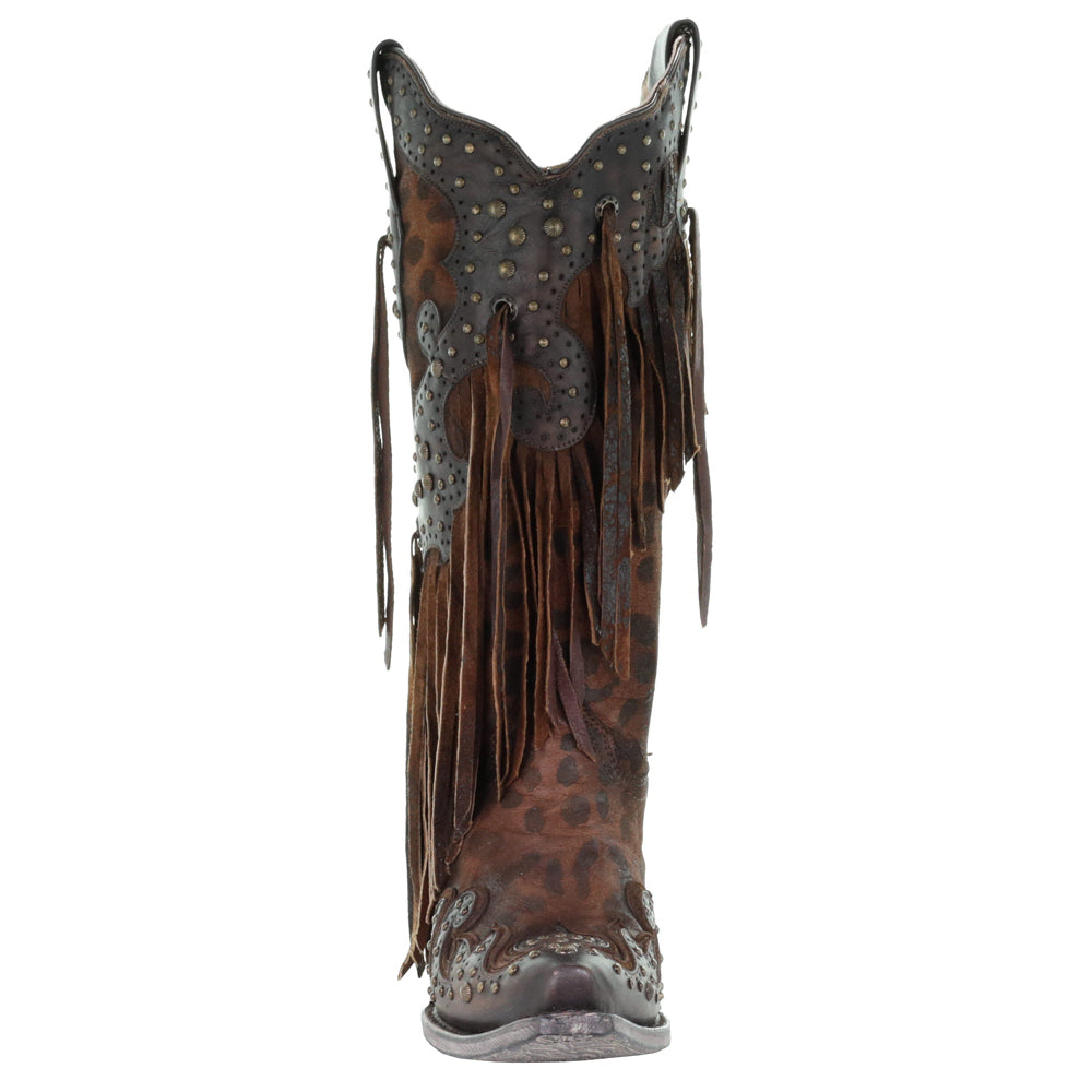 Leopard Print Fringe Snip Toe Cowboy Boots、mySite、gtrtttuynbv