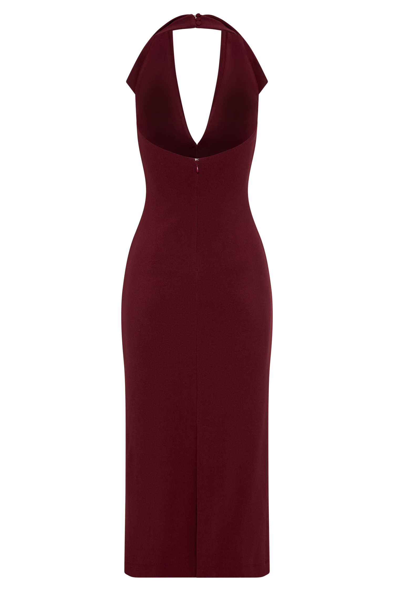 Annita Crepe Halter Midi Dress - Merlot、mySite、solidvoid