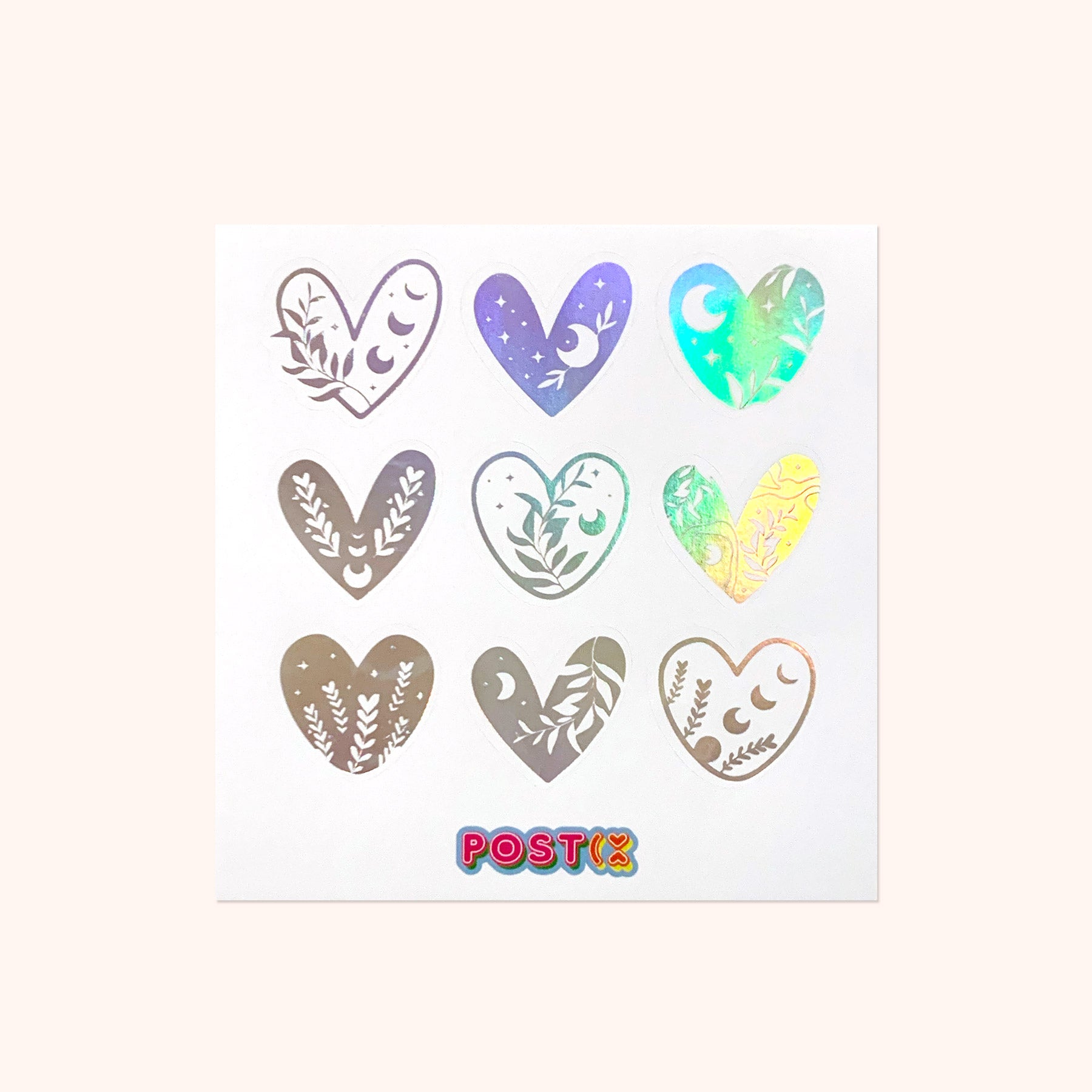  Life Hearts Square Hologram Sticker Sheet、mySite、ghnorth