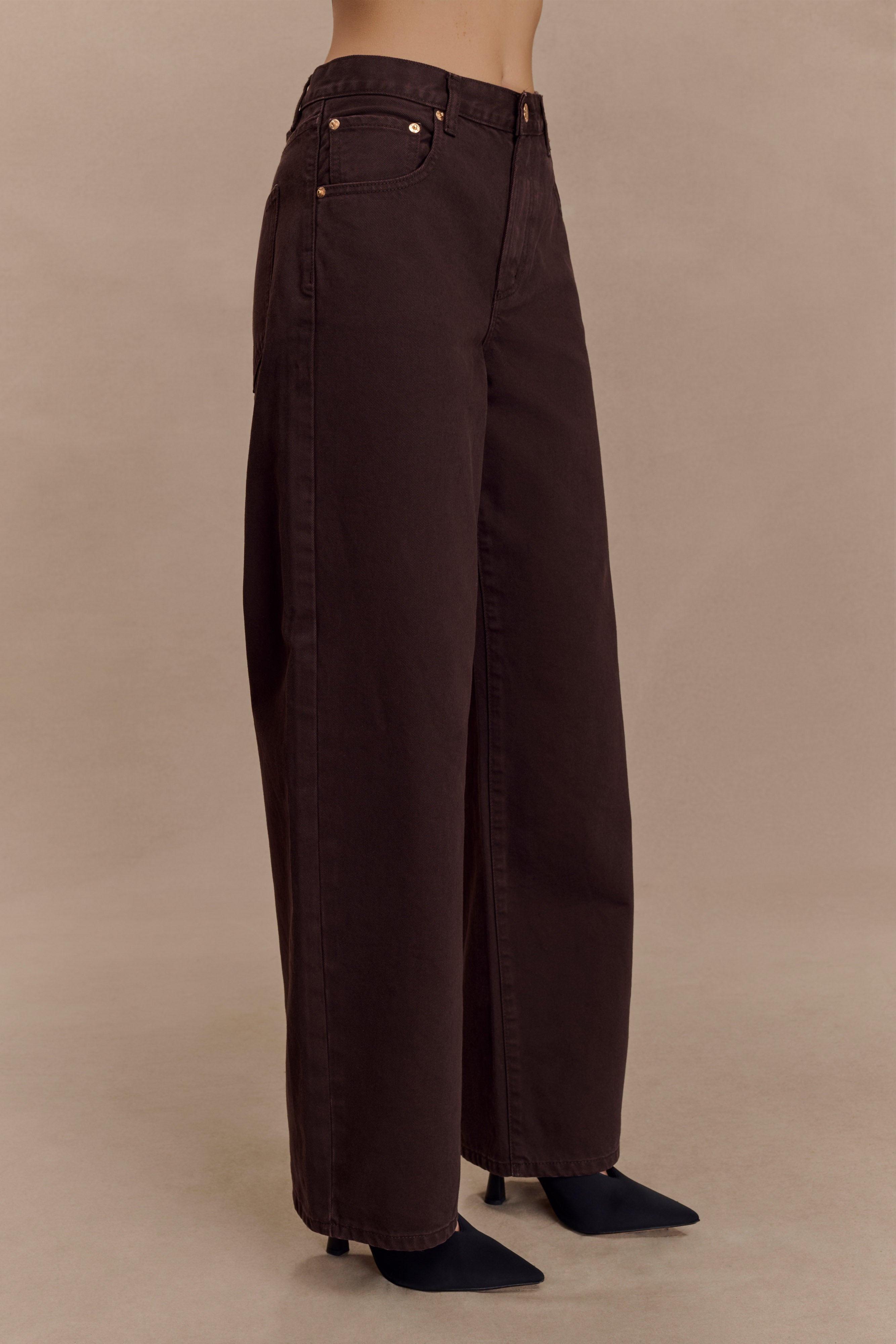 Mannon Mid Rise Denim Jeans - Chocolate、mySite、solidvoid