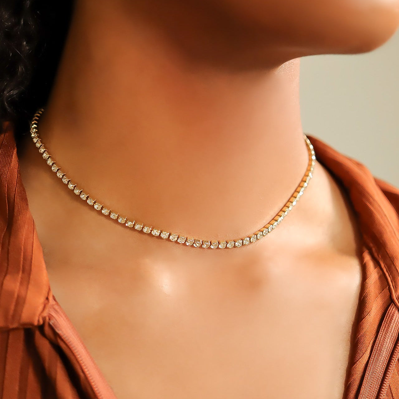 18K Gold PVD Stainless Steel CZ Tennis Chain Necklace / TNN0002、mySite、dreamappss