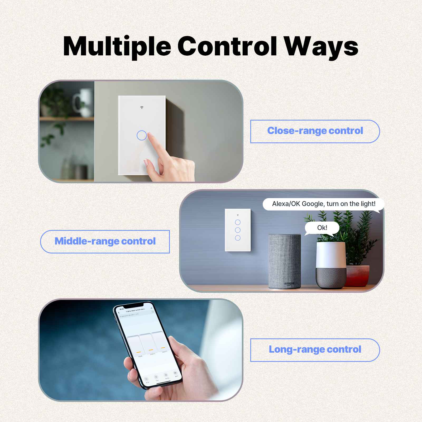 Matter WiFi Smart Light Switch Glass Panel Neutral Wire Required US Standard、mySite、fannypackpong