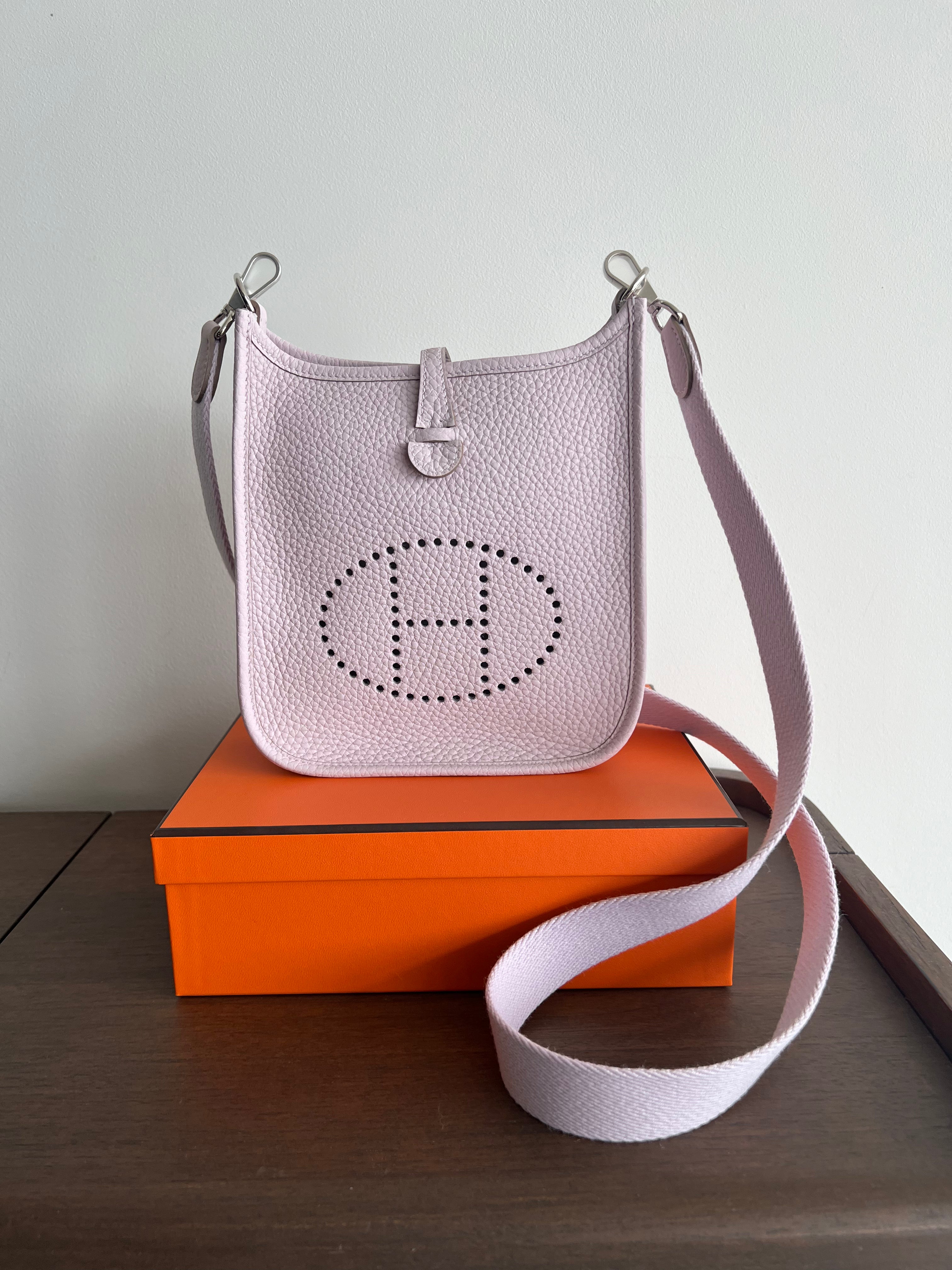 Hermès Mini Evelyne 16 Mauve Pale Clemence PHW、mySite、garminoutage.com