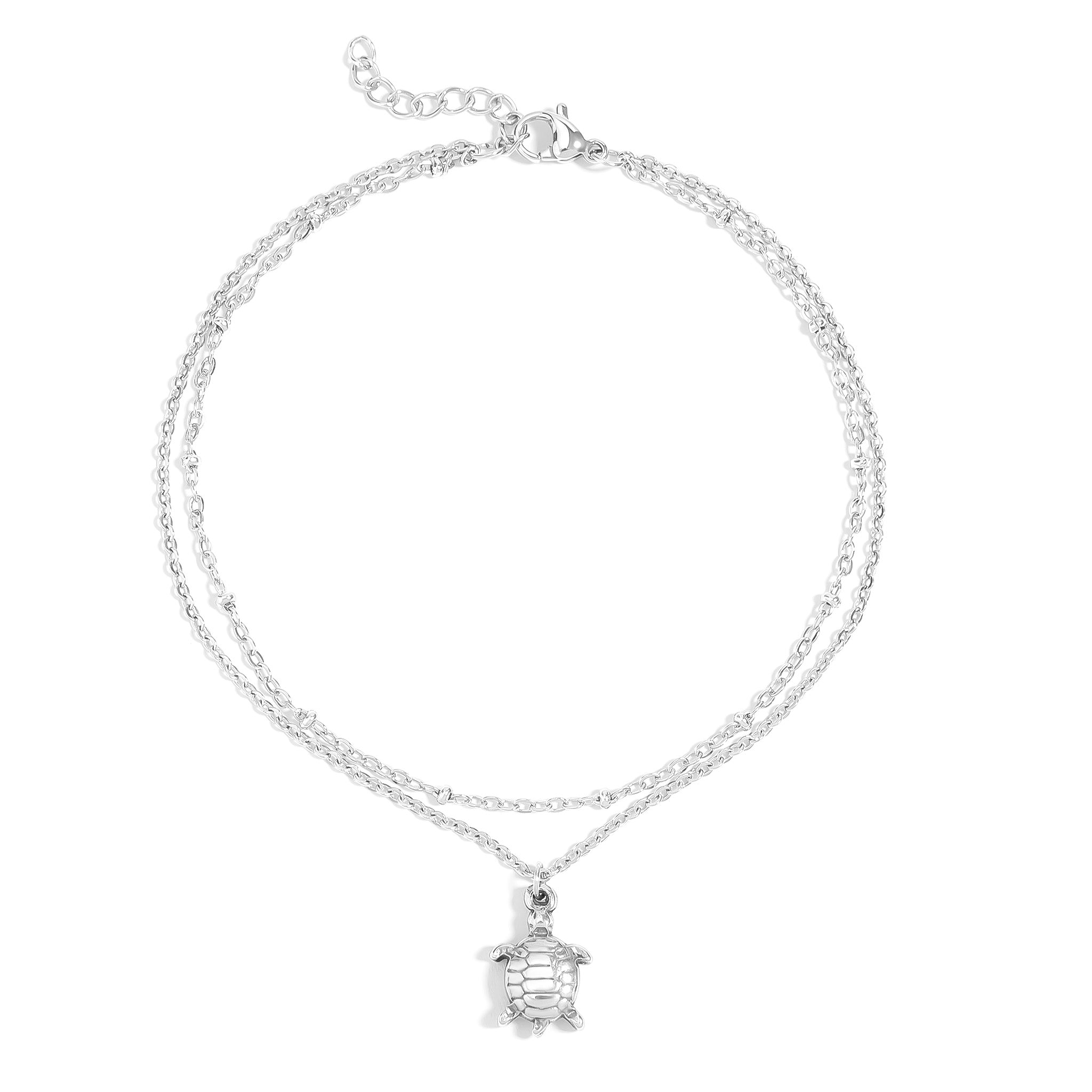 18K Gold PVD Stainless Steel Sea Turtle Charm Anklet / BRJ1028、mySite、dreamappss