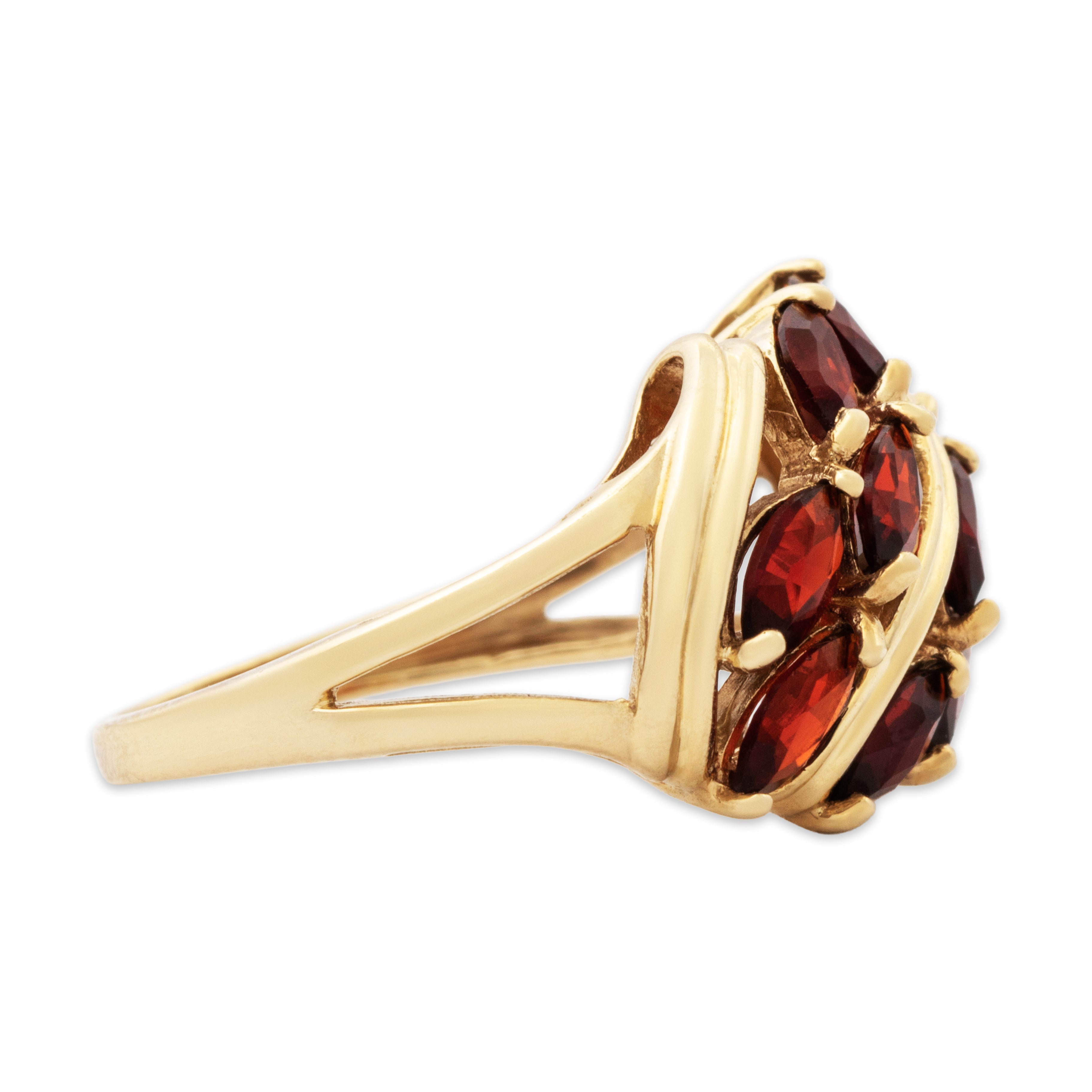 Vintage 10k Yellow Gold 1.5cttw Garnet Marquise Cluster Ring 5.00、mySite、hinf8tx79