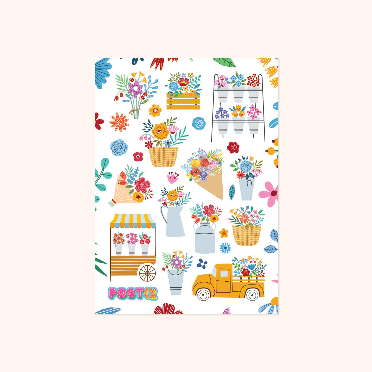  Flower Market Paper Sticker Sheet、mySite、ghnorth