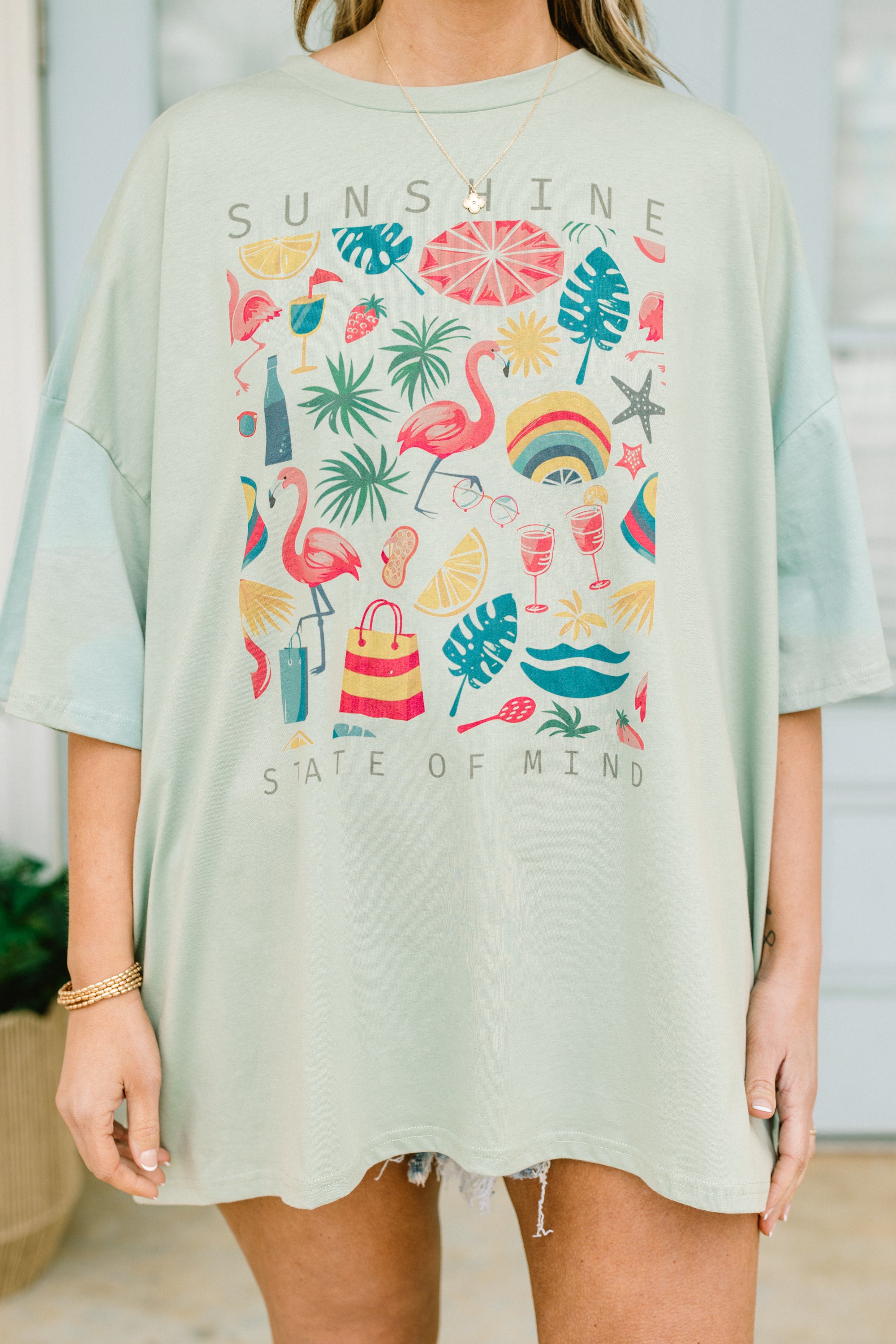 Summer State Of Mind Boyfriend Tee, Light Sage、mySite、justintrudeaud