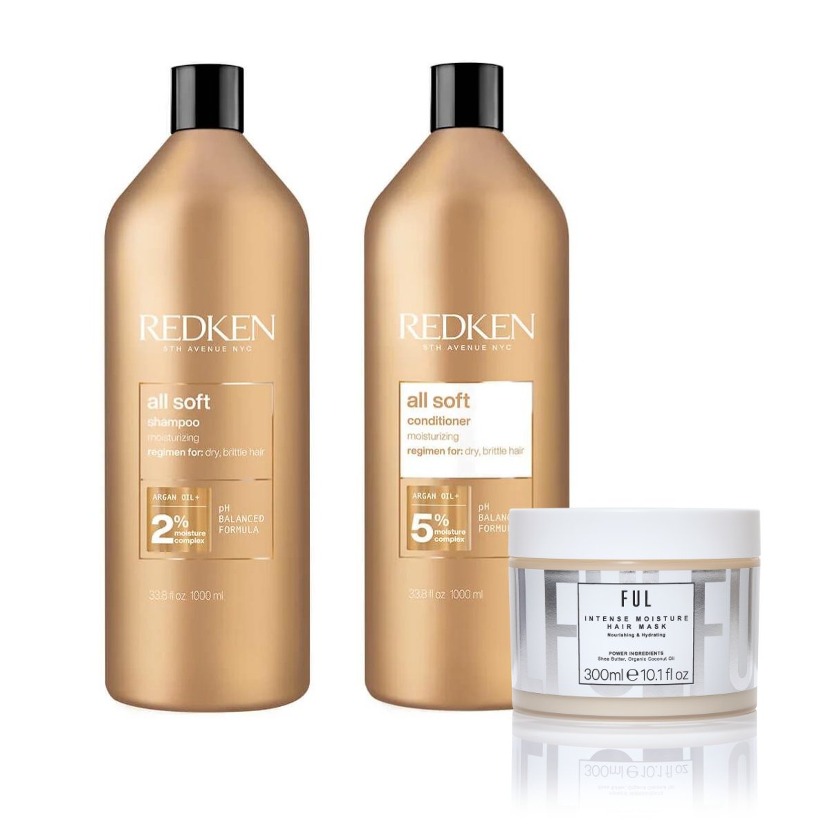  Redken All Soft Shampoo & Conditioner 1000ml and FUL Moisture Mask Bundle、mySite、elrpsem3k