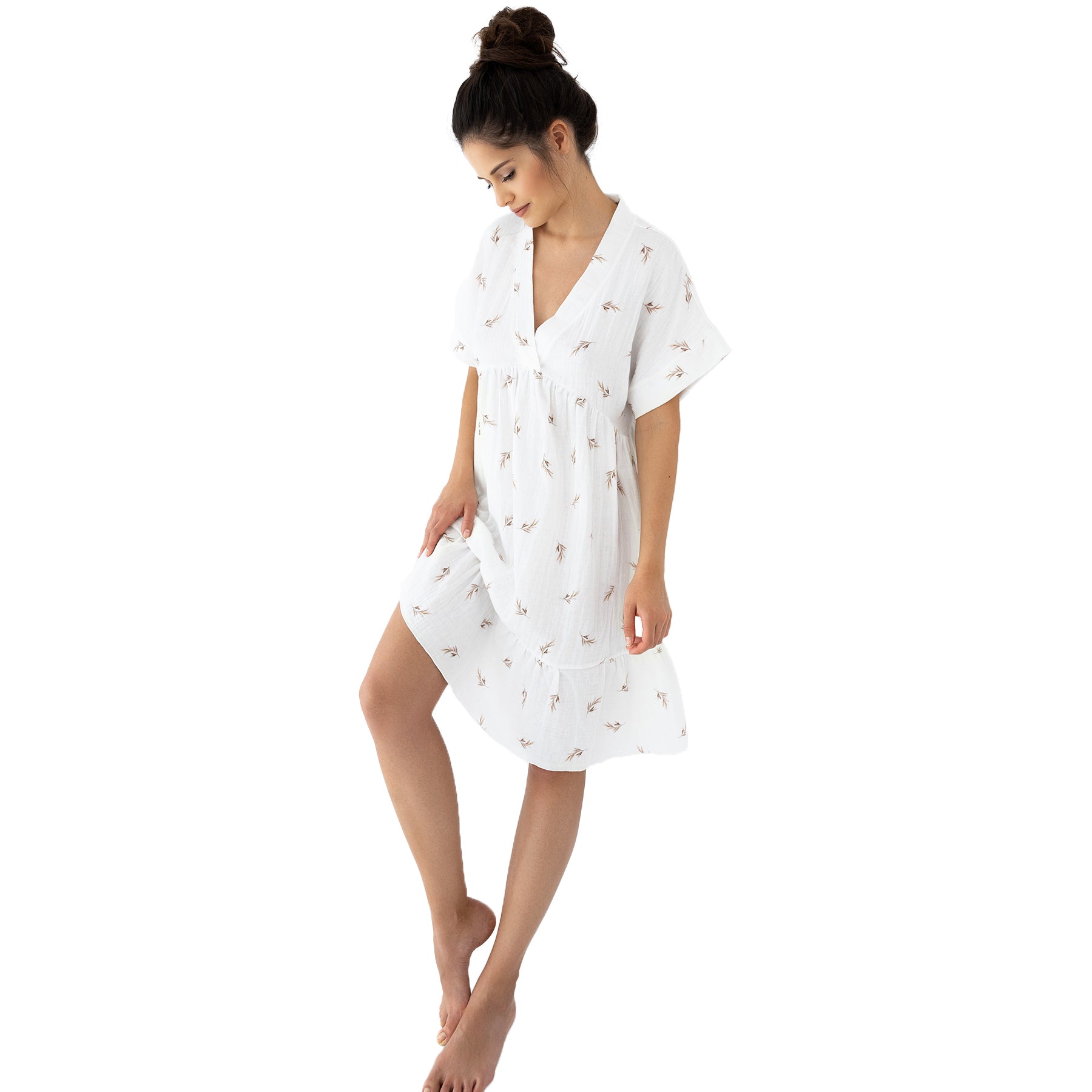  Sensis Nastia Muslin SS VNeck Tiered Chemise、mySite、justintrudeaud