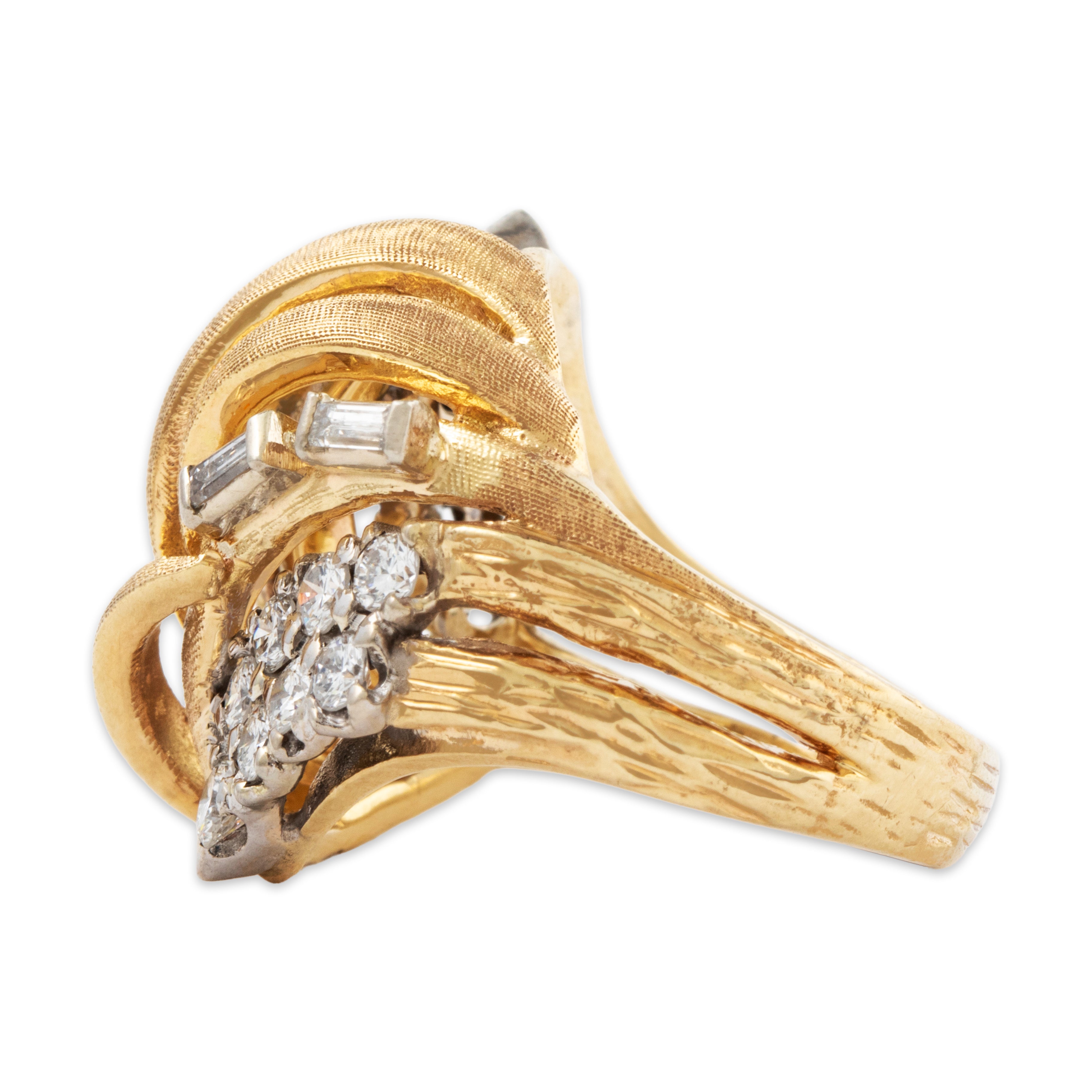 Vintage Heavy 14k Yellow Gold 1.02cttw Diamond Sparkling Drama Ring 4.75、mySite、hinf8tx79