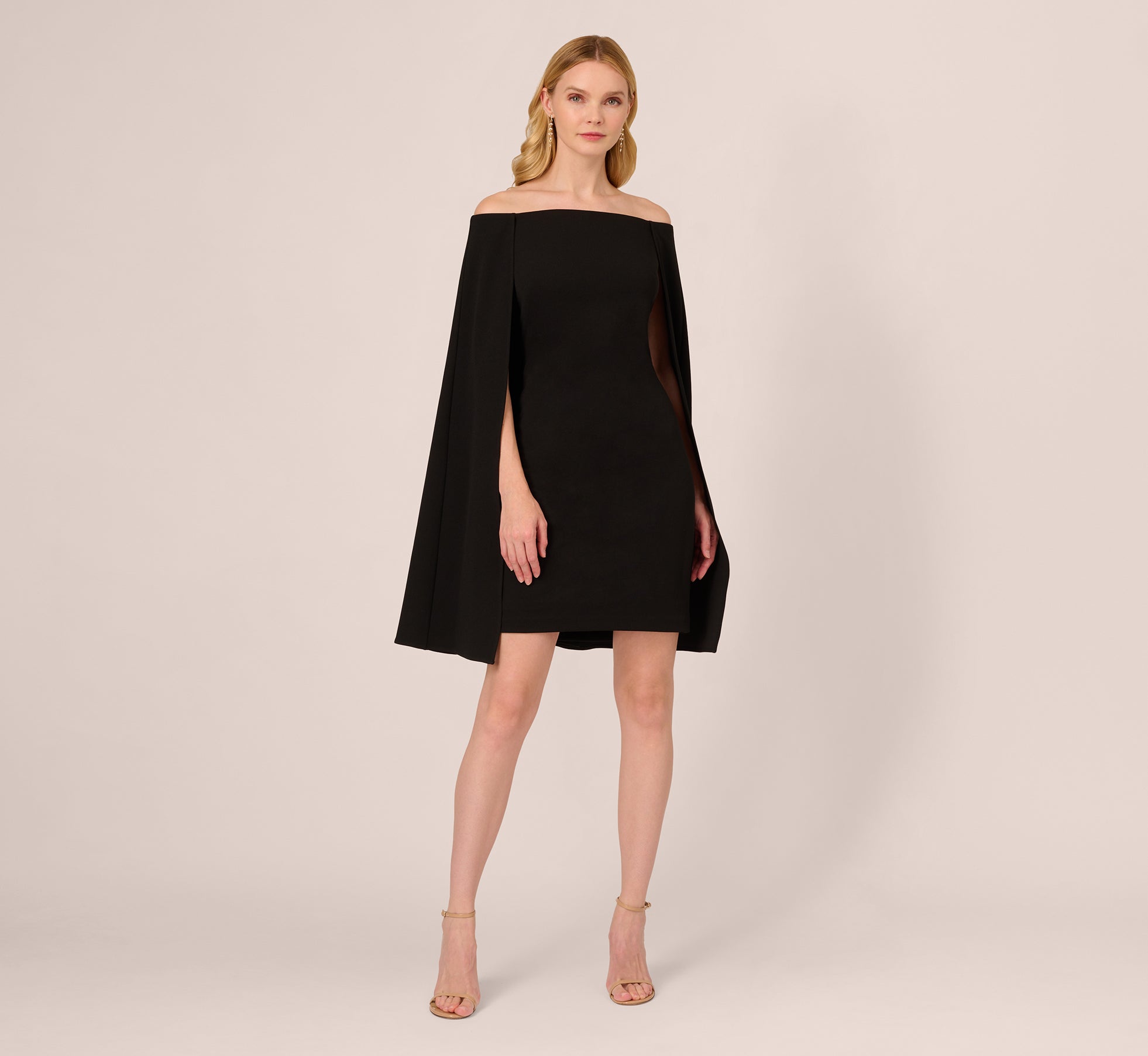 Off The Shoulder Cape Dress In Black、mySite、solidvoid
