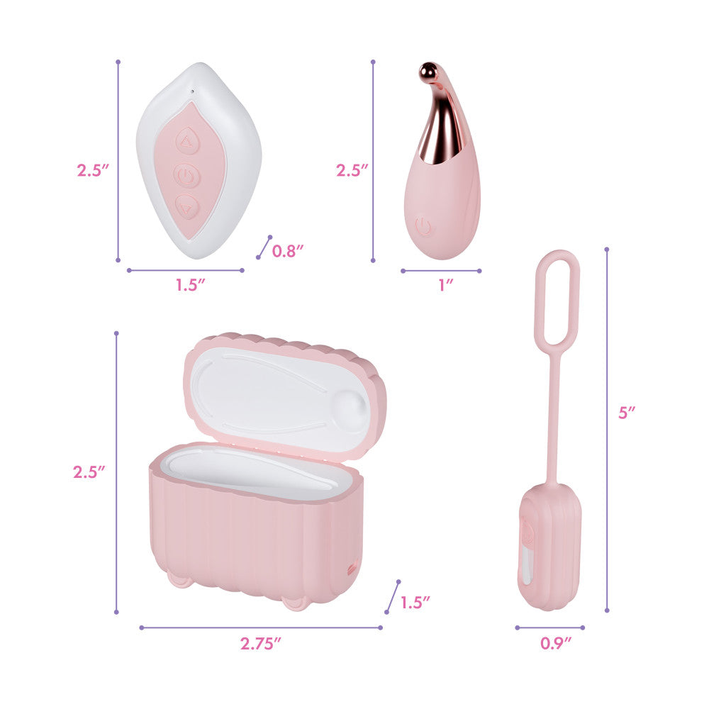 Play With Me | Wanderlust 4 Piece Vibrator Set – Mini Clitoral Wand & Egg Vibrator With Wireless Remote – USB Charging Case – In Pink、mySite、bottomscart