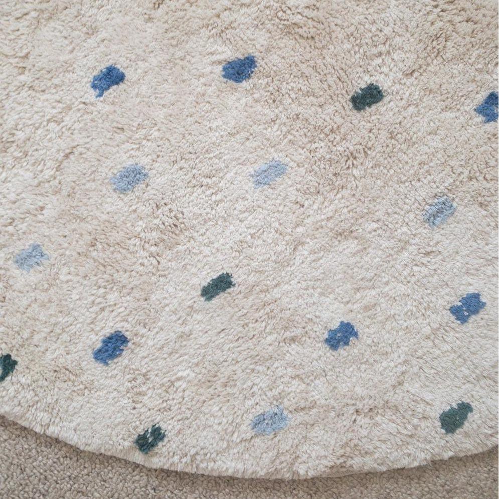 Cotton Berber Going Dotty Blue Round Washable Area Rug、mySite、gigharbornorthrealestate