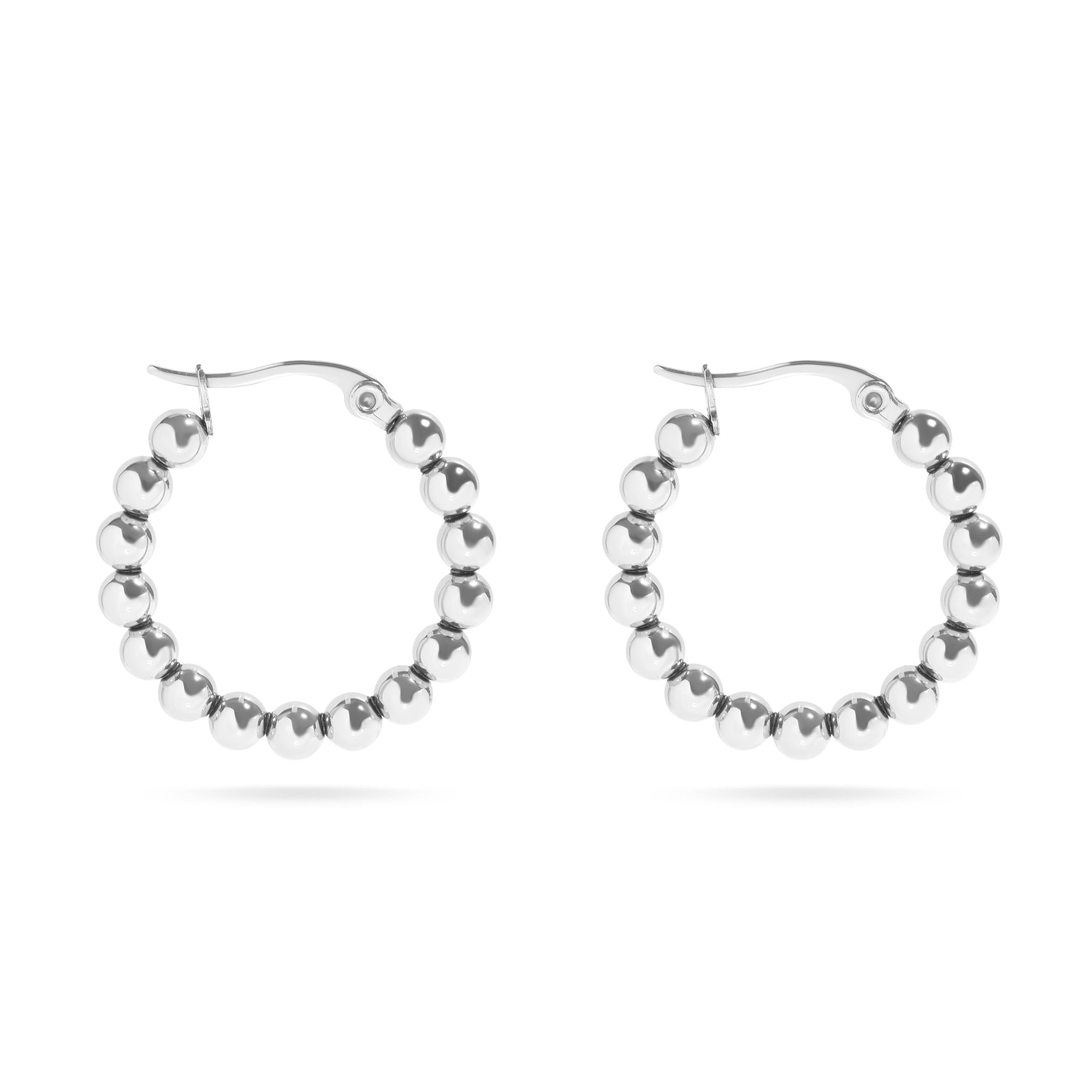 18K Gold PVD Stainless Steel Circle Ball Hoop Earrings / ERJ0068、mySite、dreamappss