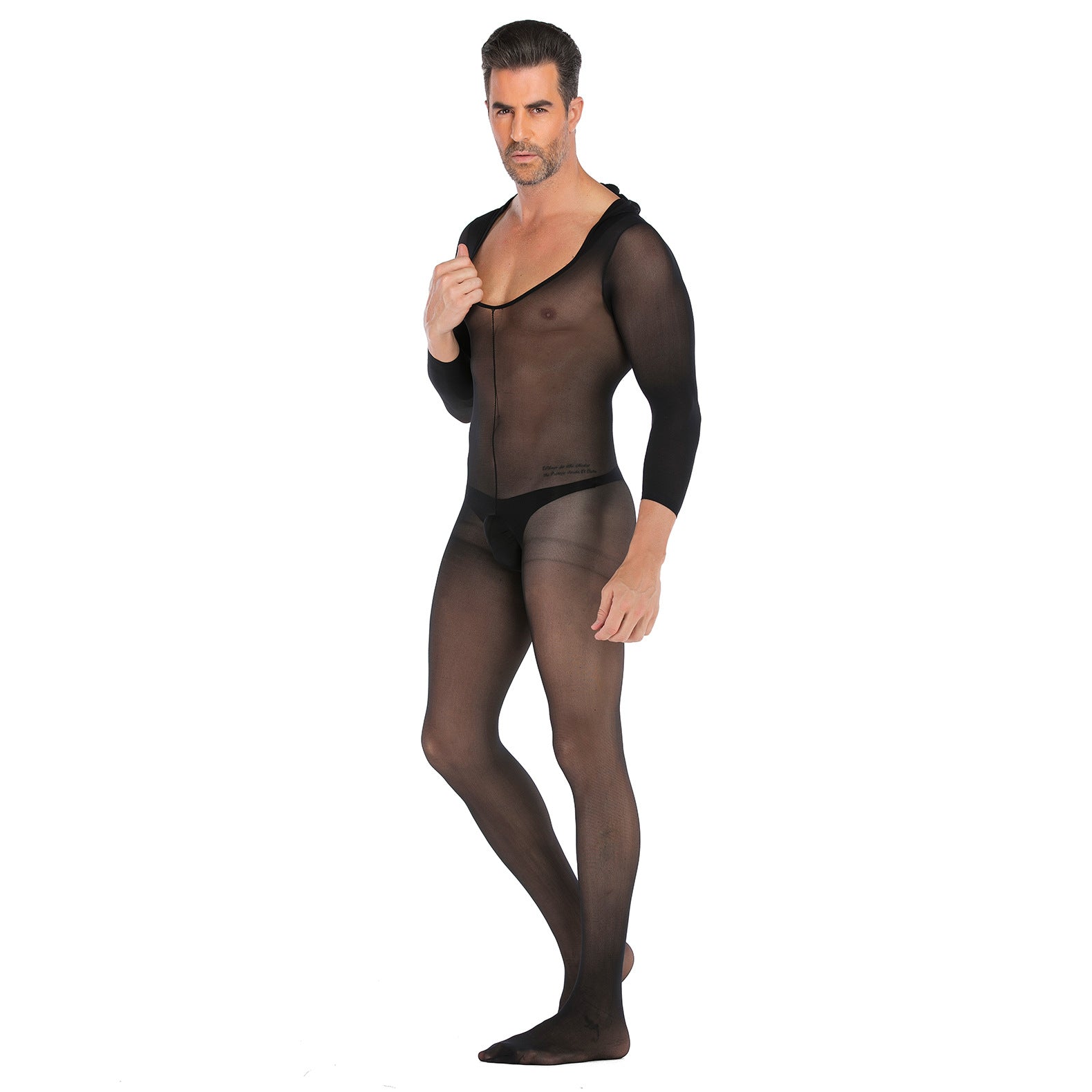 Mesh Body Stocking With Hoody | Black | Stretchy、mySite、bottomscart