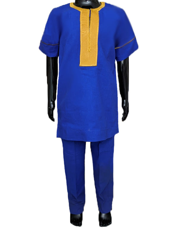 Blue Gold African Dashiki for Children Boys-Girls-DPC3774、mySite、solidvoid