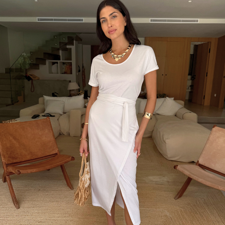 White Jesse Jersey Wrap Dress、mySite、solidvoid