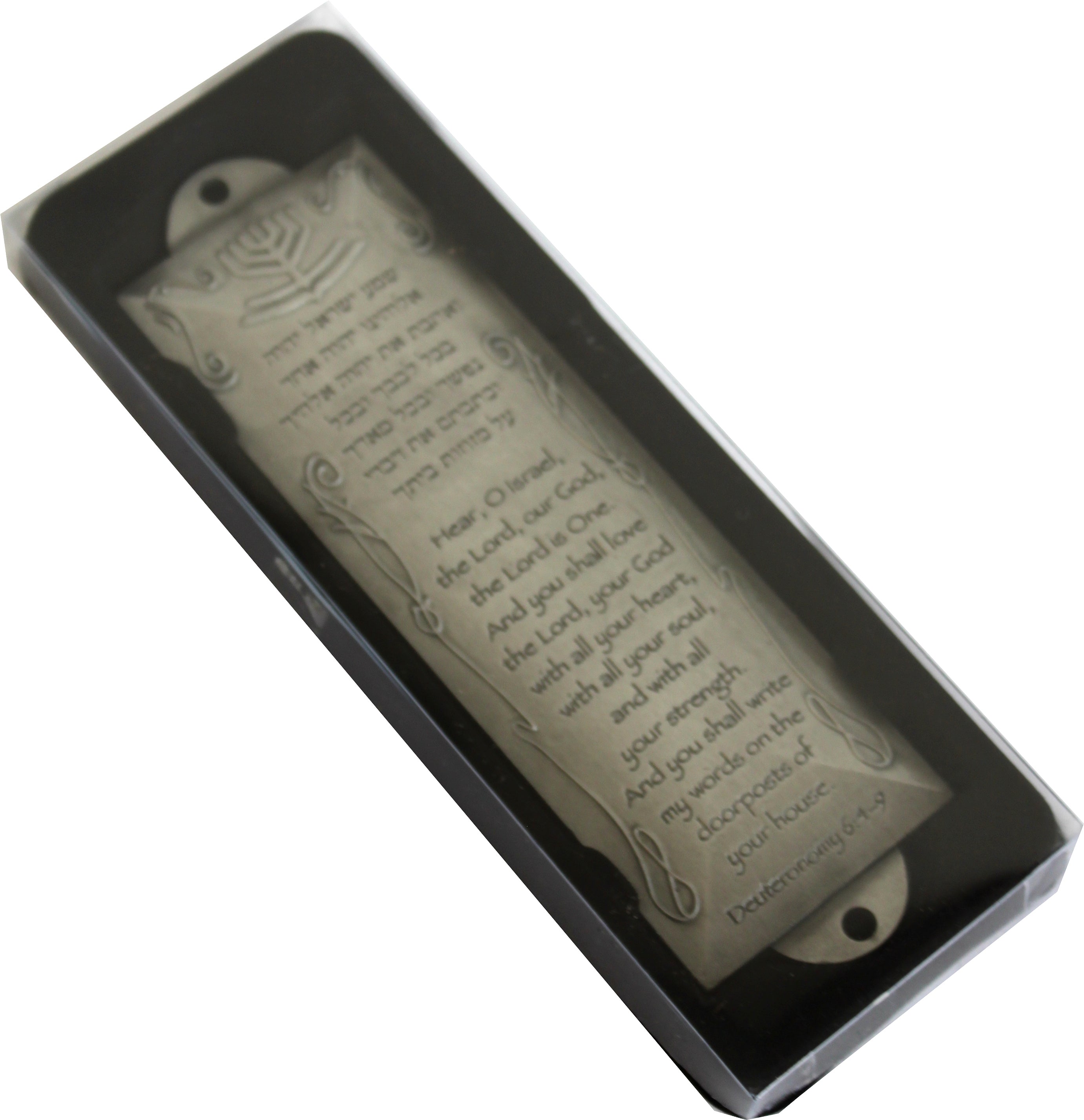 Holy Land Market Shema Metal Blessing Mezuzah with Scroll、mySite、topwebapps