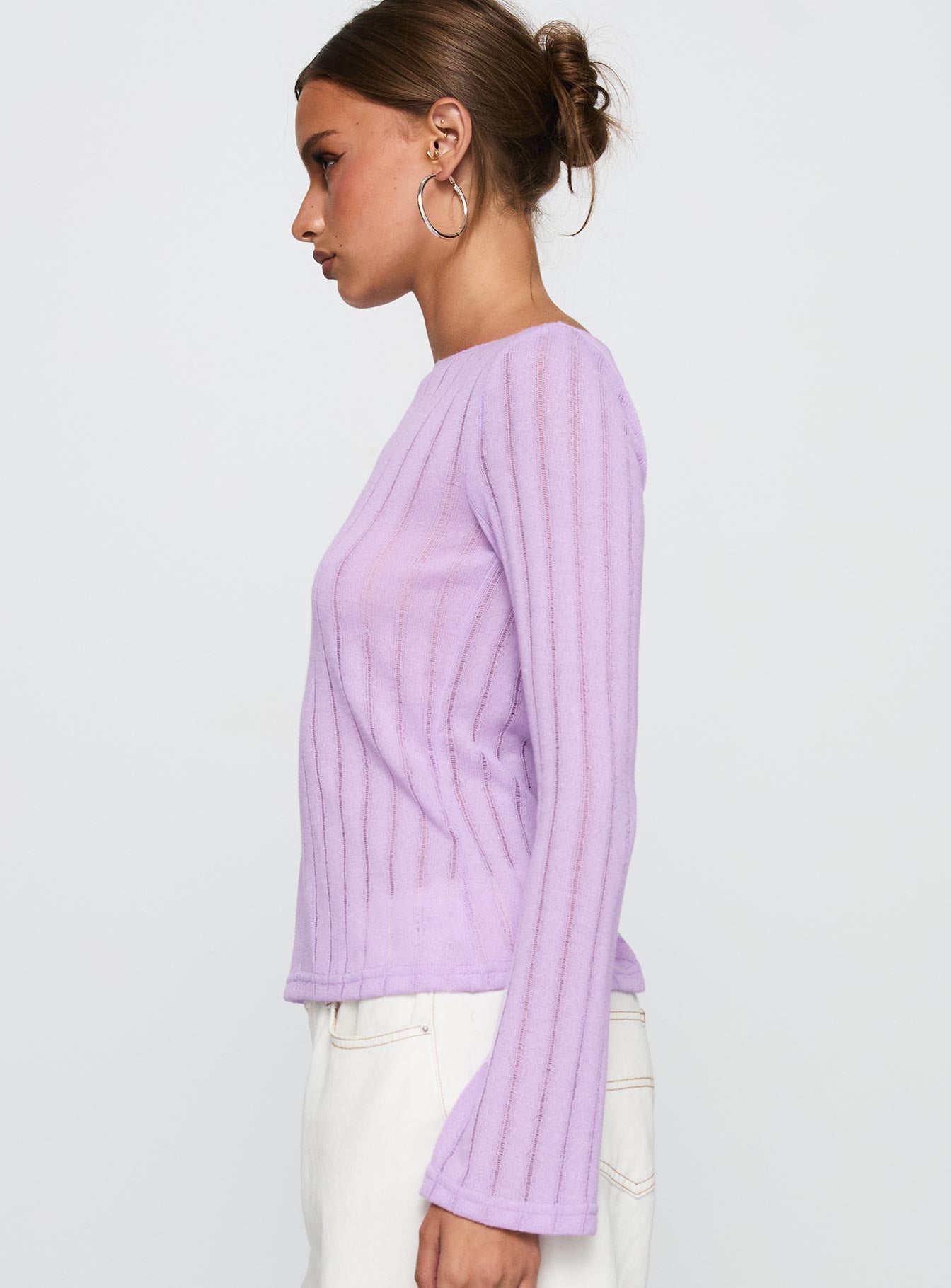 Tuppence Ribbed Long Sleeve Top Lilac、mySite、solidvoid