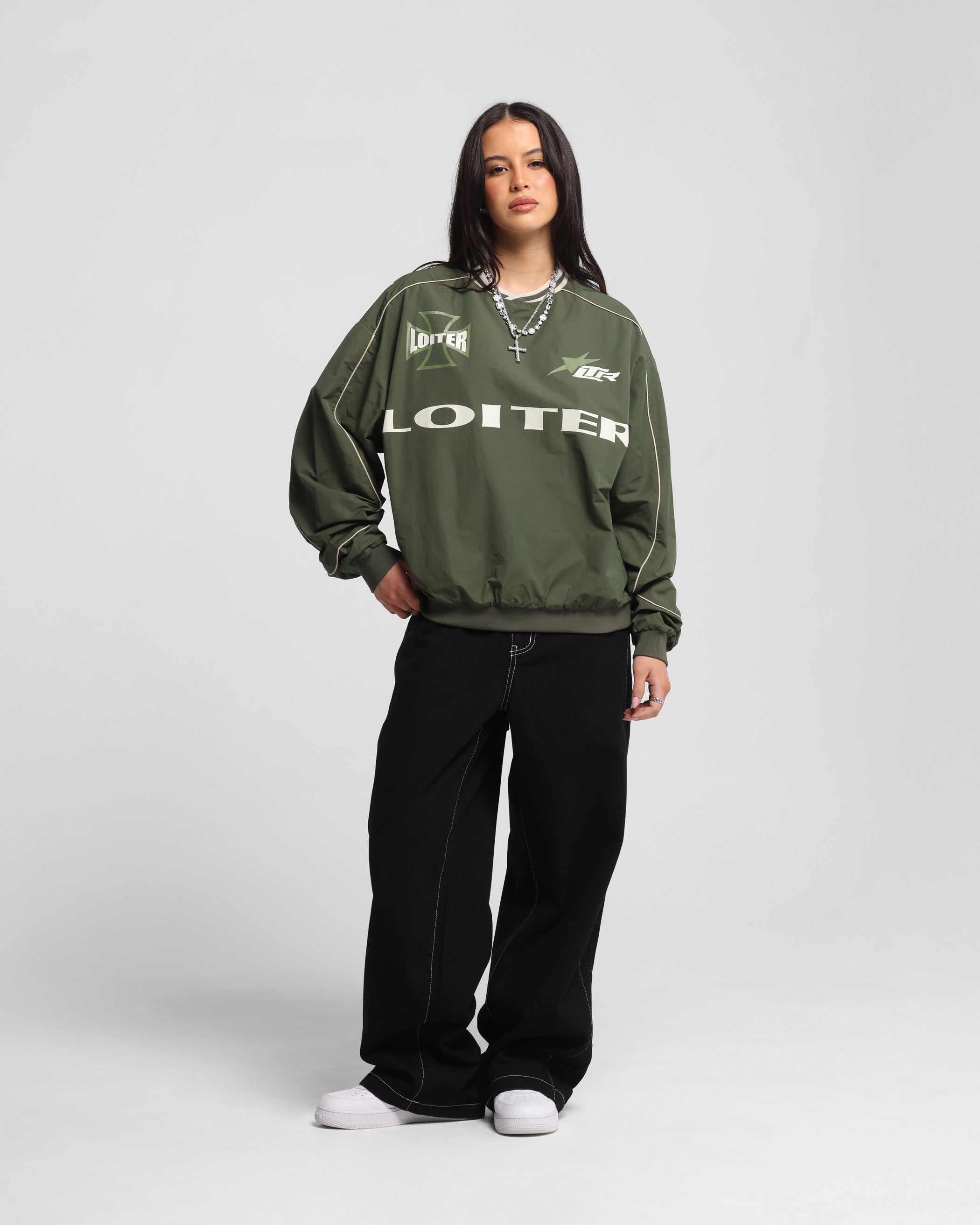 Loiter Racer Nylon Jersey Crewneck Dark Green、mySite、zt4zffjzw