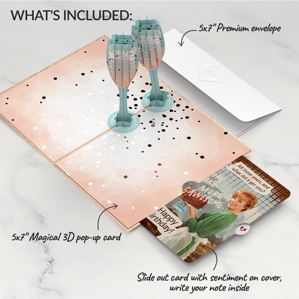 Champagne Toast Birthday Pop-Up Card and More Cake More Awesome Sentiment Set、mySite、solidvoid