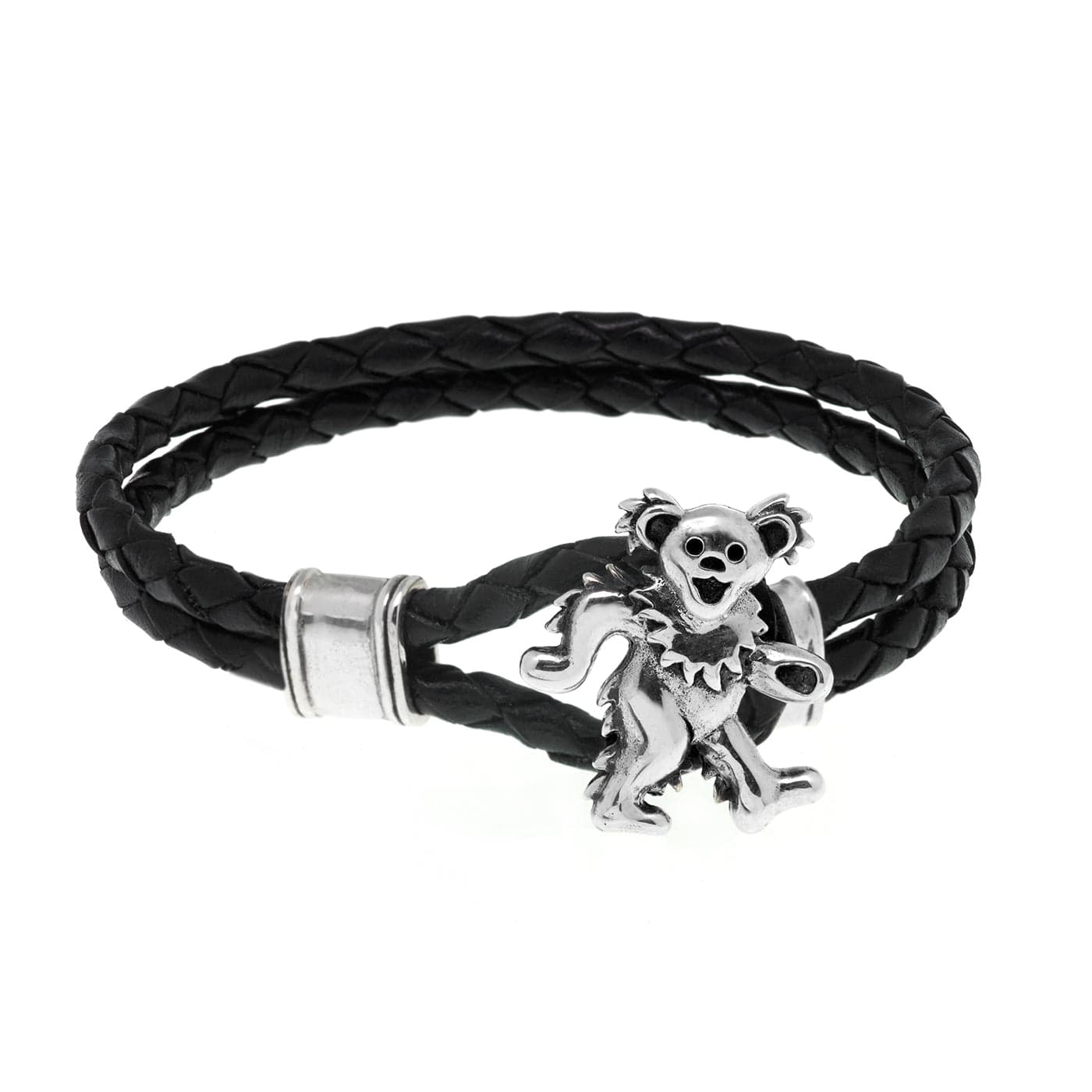 Grateful Dead Dancing Bear Bracelet on Black Leather、mySite、topwebapps