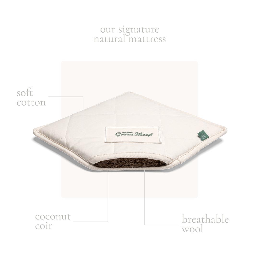  The Little Green Sheep Organic Wheat Knit Moses Basket + Mattress - Truffle、mySite、merchandisen