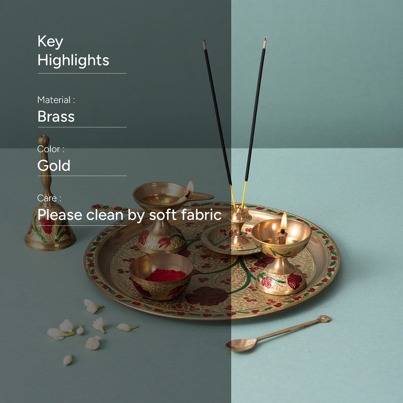 Brass Pooja Thali Set | Golden | Set of 6、mySite、camillekostekn
