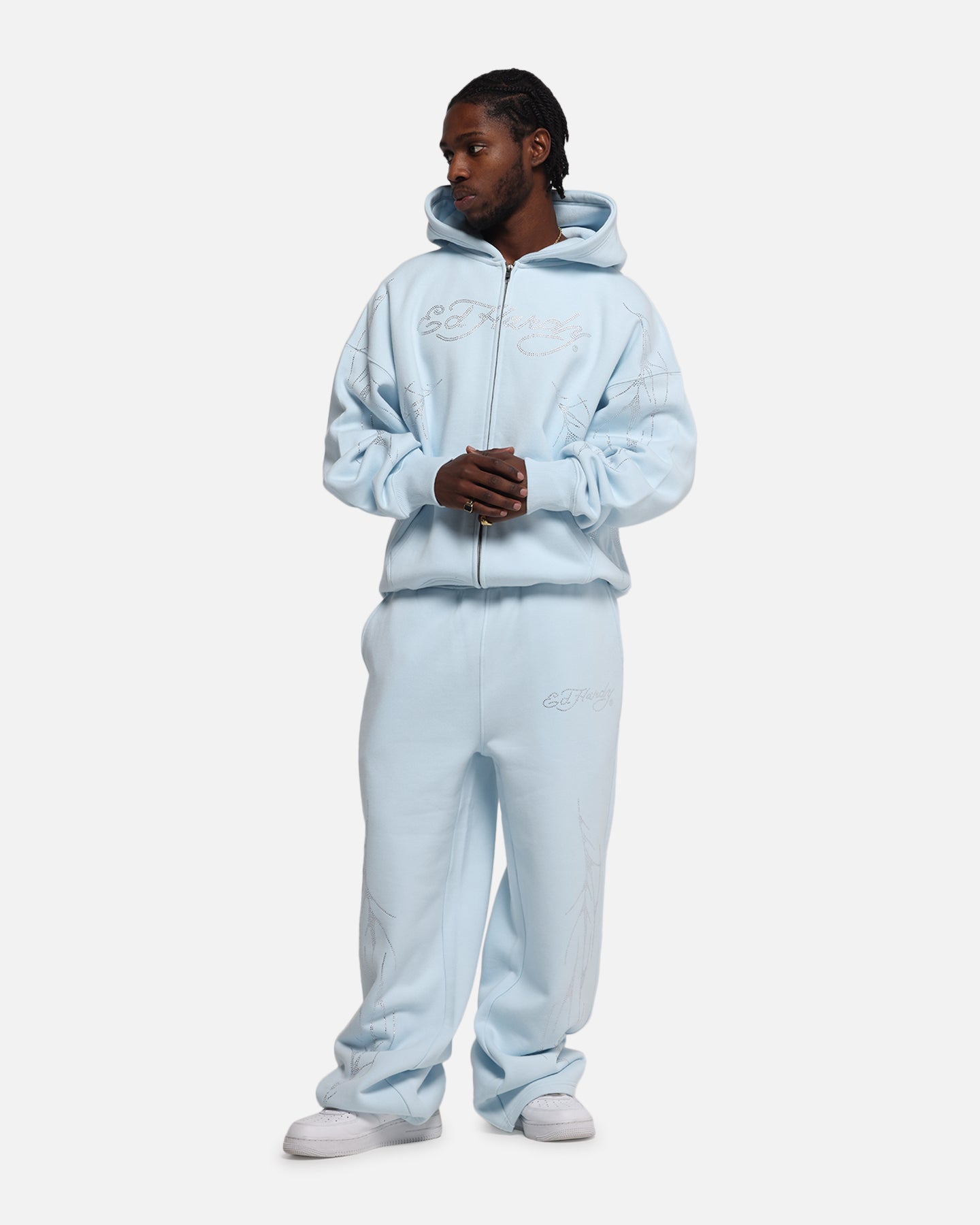 Ed Hardy Cyber Rhinestone Zip-Up Hoodie Light Blue、mySite、zt4zffjzw