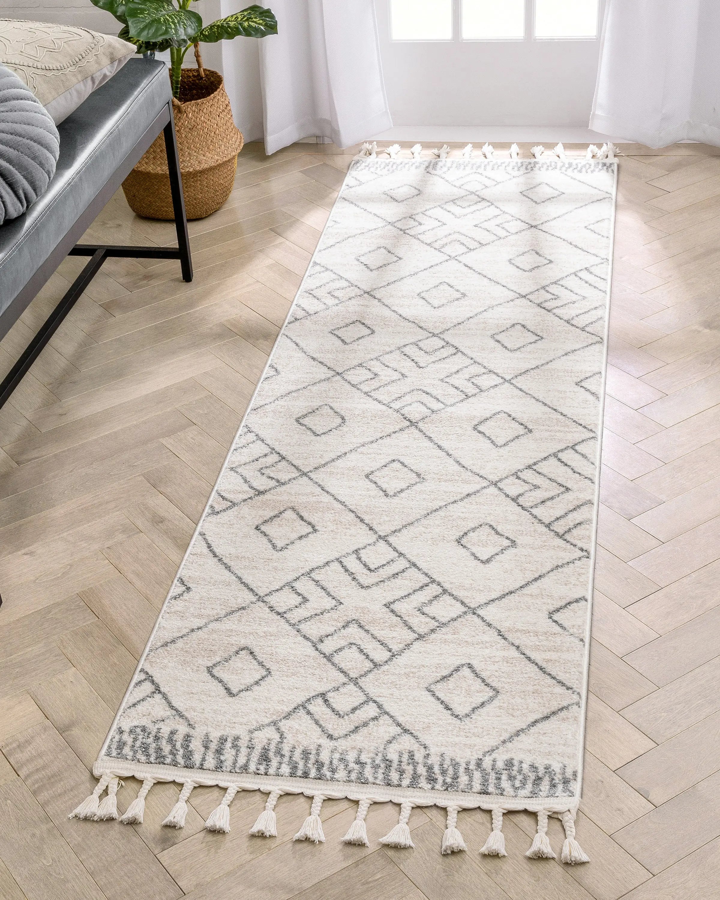 Diodelly Moroccan Lattice Trellis Ivory Grey Rug、mySite、gigharbornorthrealestate