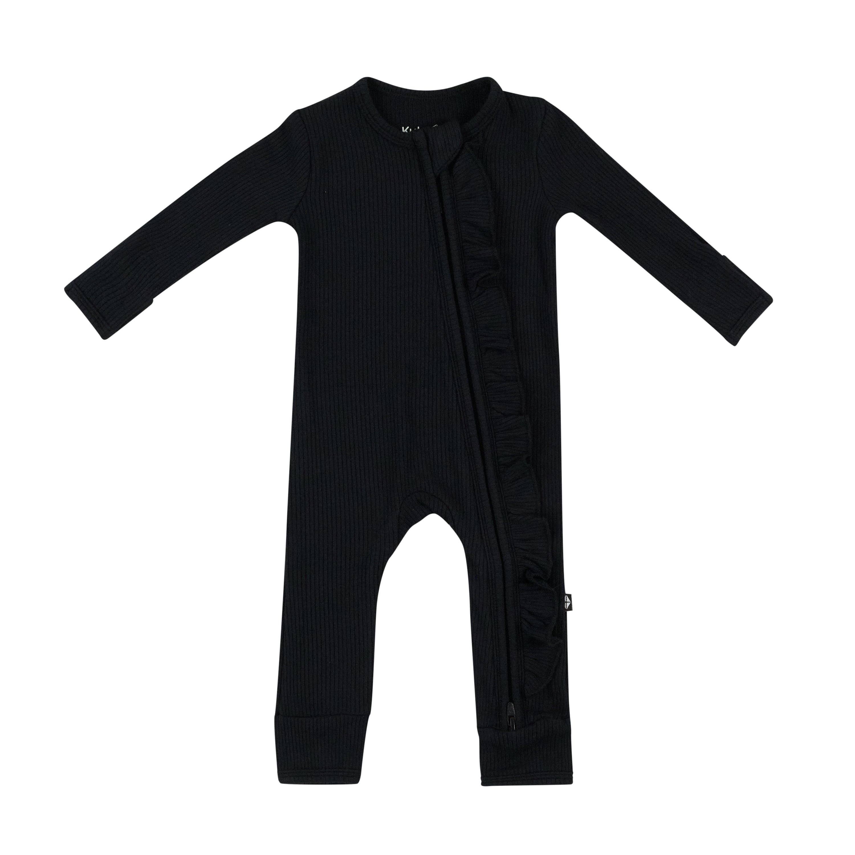  Ribbed Ruffle Zipper Romper in Midnight、mySite、layawaytickets