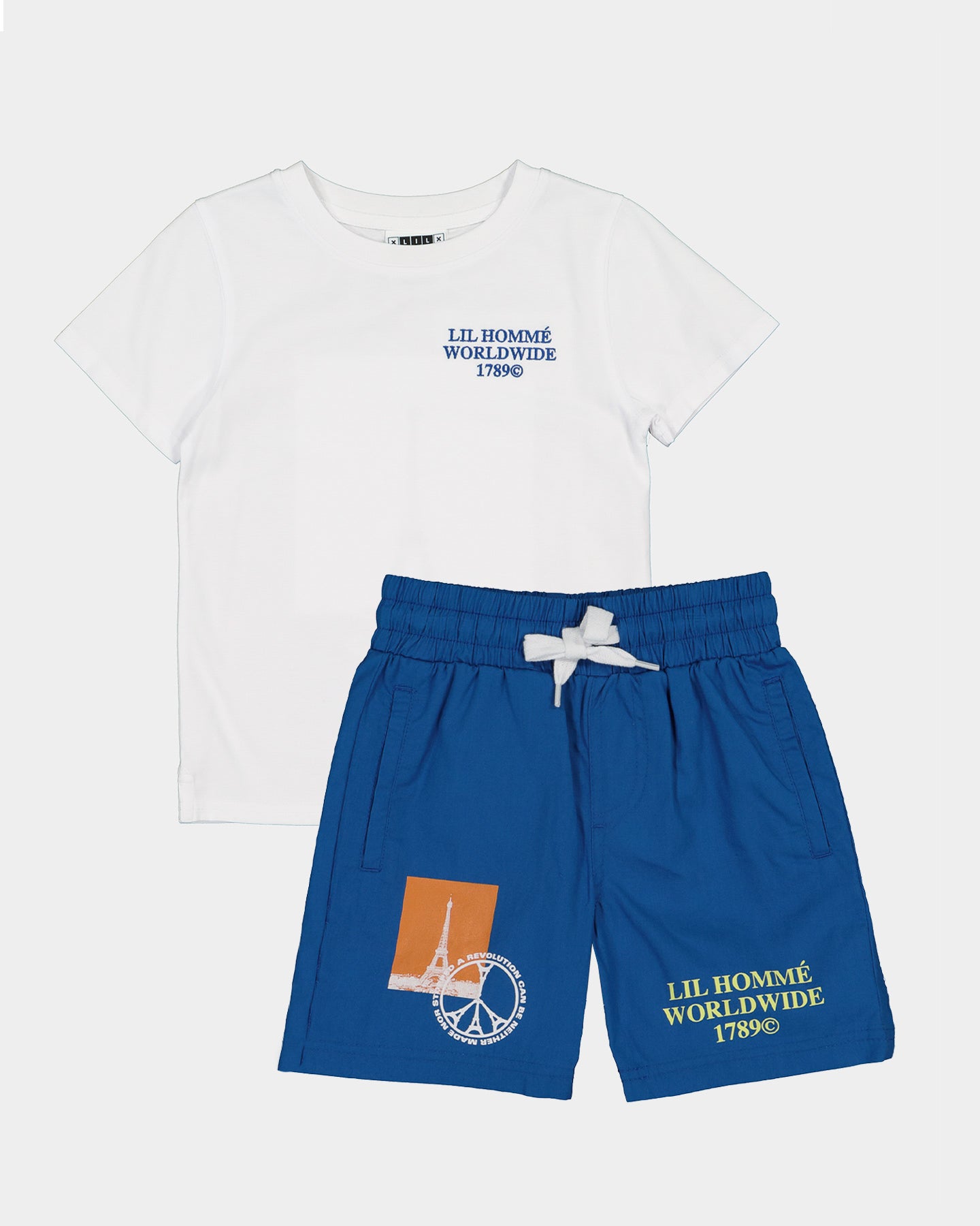 Lil Homme Kids' Worldwide T-Shirt Set White/Blue、mySite、zt4zffjzw