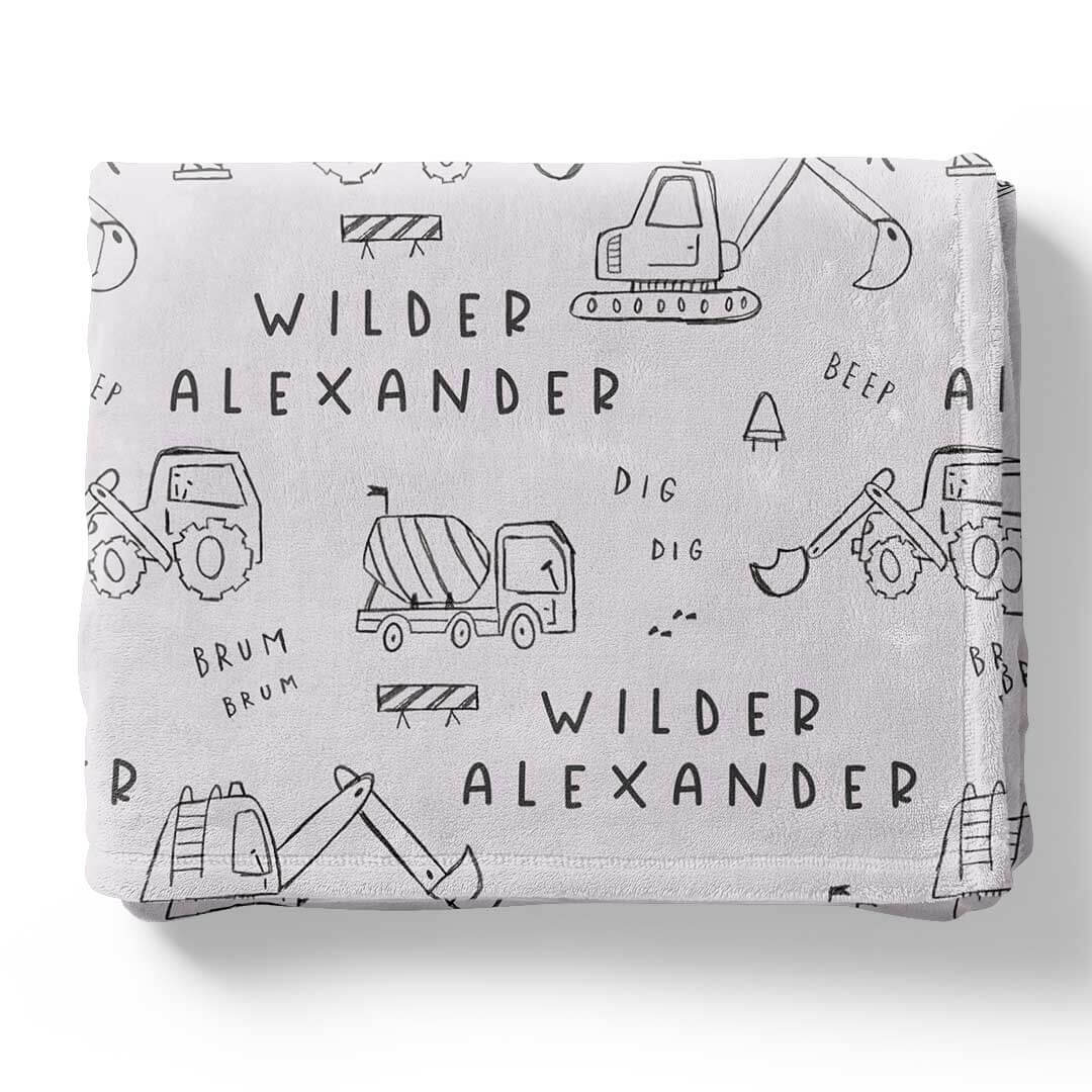  Doodle Dozers Personalized Kids Blanket、mySite、layawaytickets