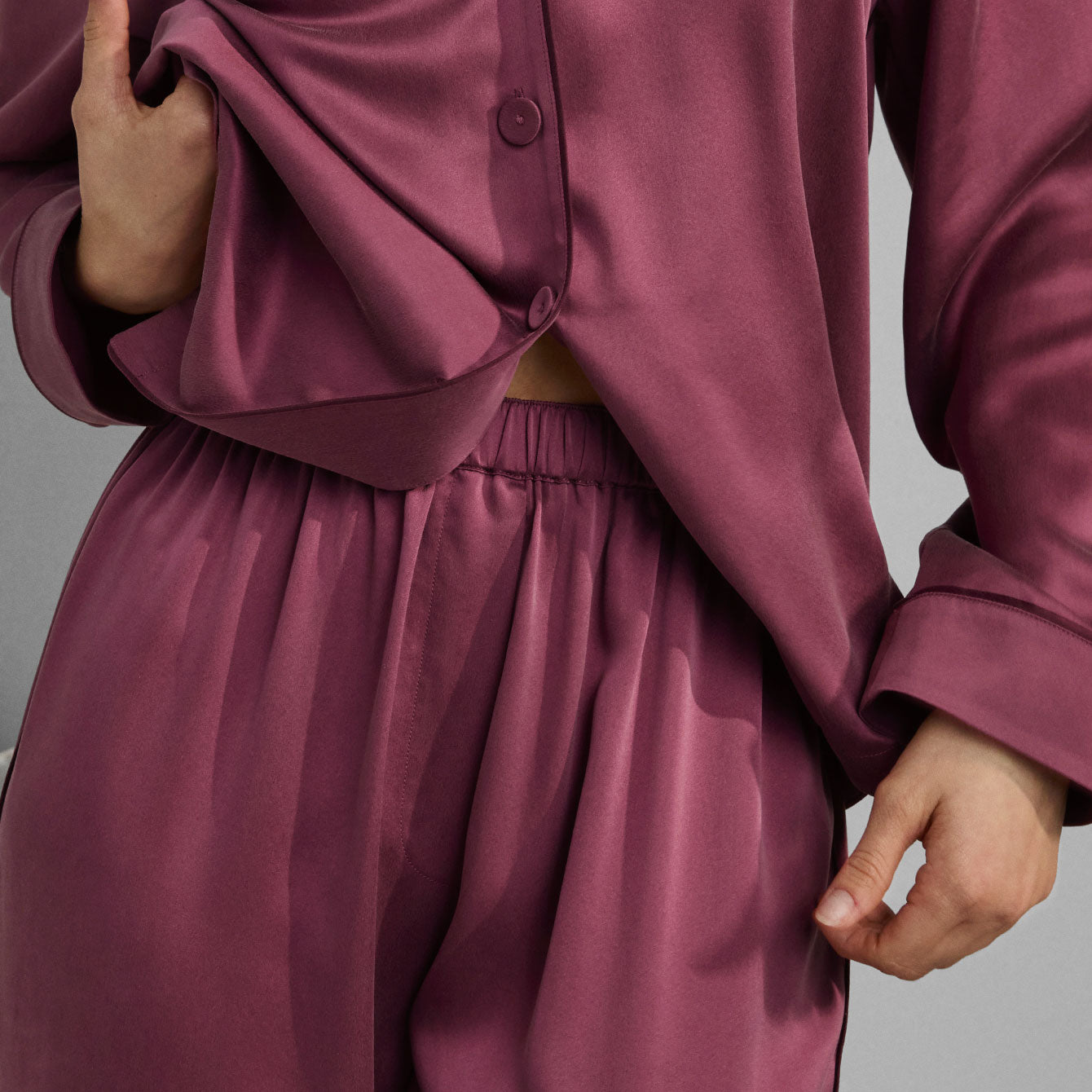 Washable Silk Piped Long Sleeve Pant Set、mySite、bengalsvssteelers