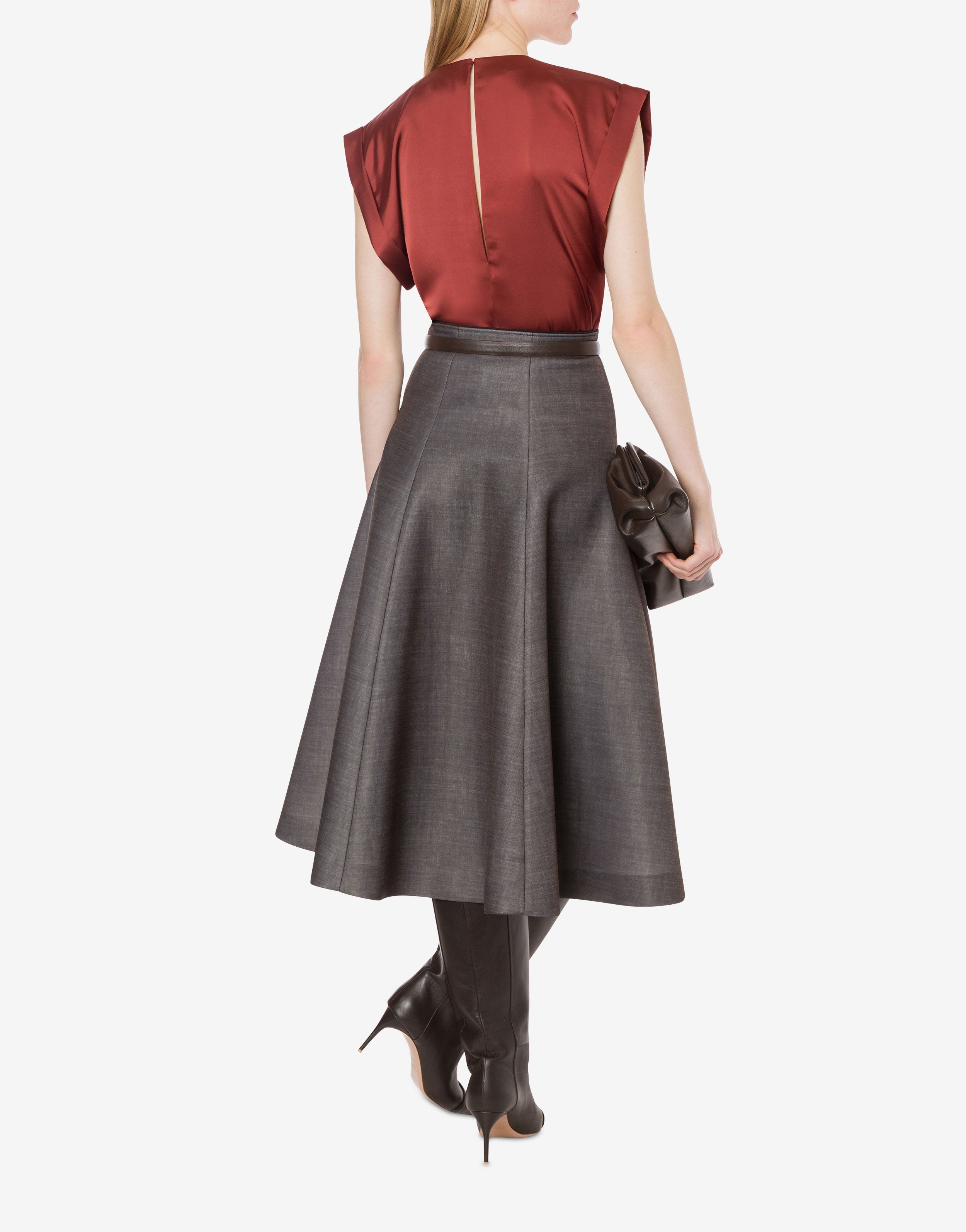 Blusa in raso con maniche rollate、mySite、aoinhome