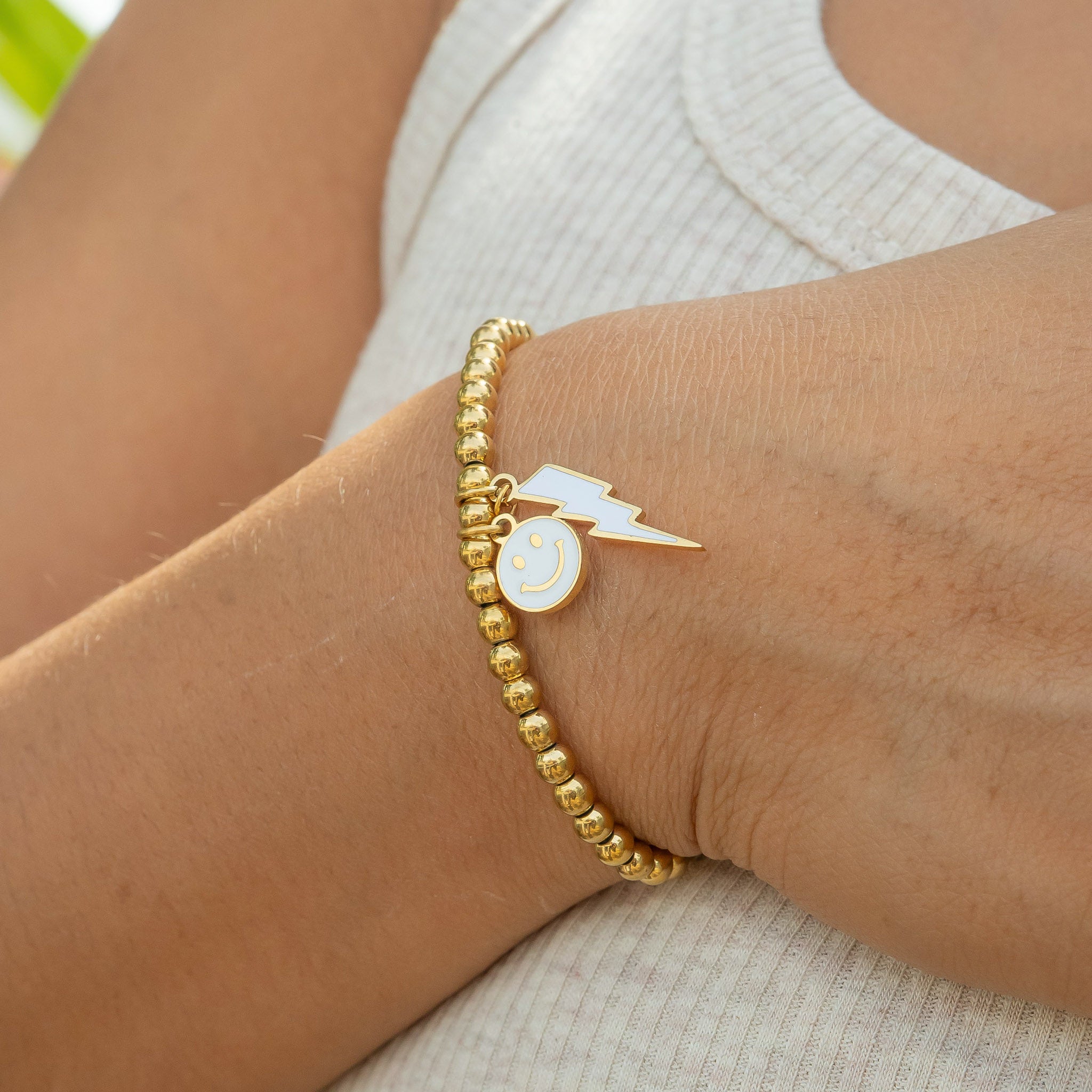 18K Gold PVD Epoxy Smiley Face Charm / PDL0267、mySite、dreamappss